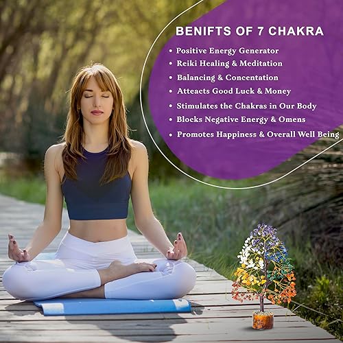 Miniatura 6 de ZAICUS Árbol de los siete chakras, piedra preciosa, Feng Shui, árbol de chakras, cristal curativo, árbol del dinero, energía positiva, árbol de la