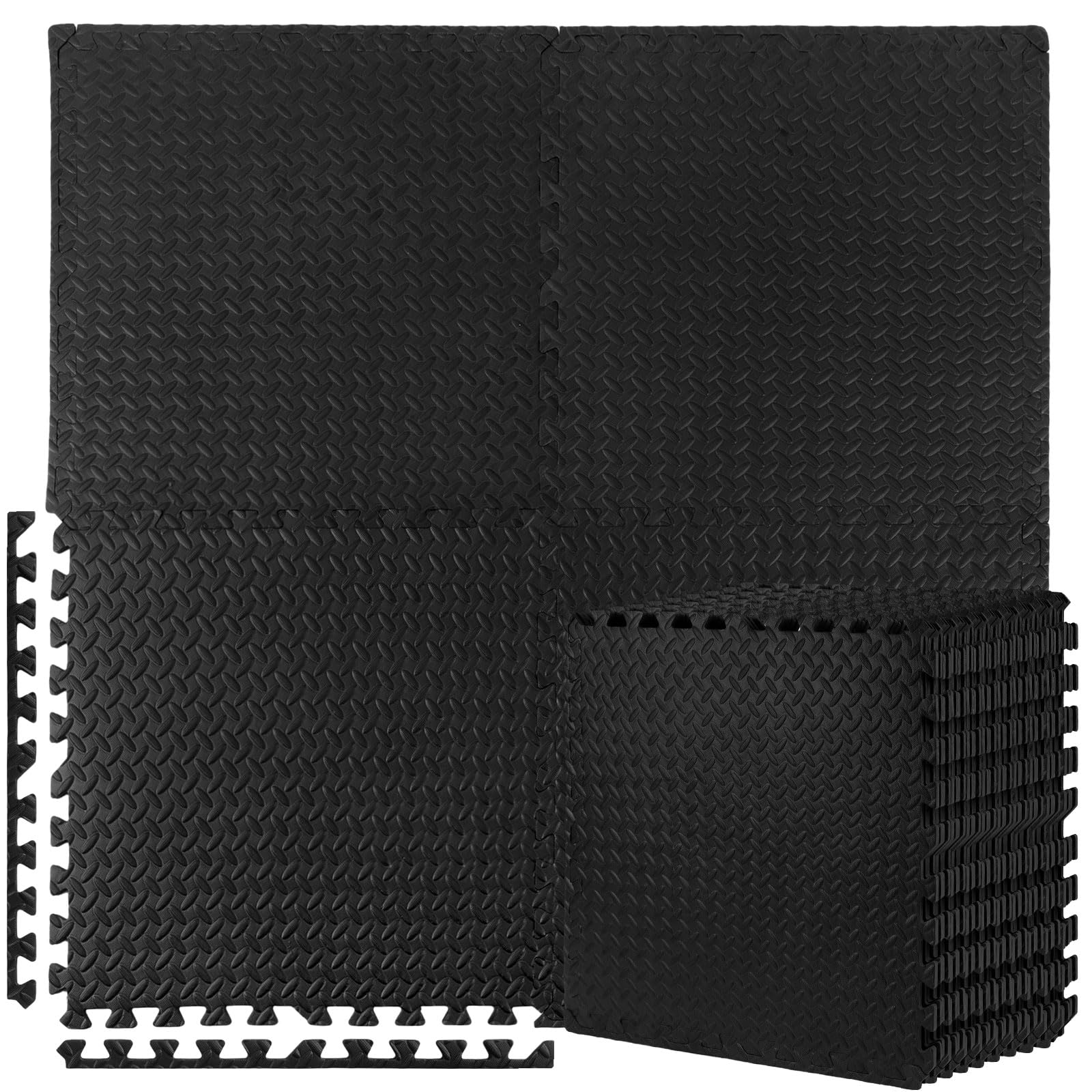 12 Pcs Puzzle Exercise Mat 24'' x 24'' Interlocking Foam Gym Mats EVA Workout Foam Floor Tiles Protective Flooring Mats for Home Gym Equipment, 48 Sq Ft