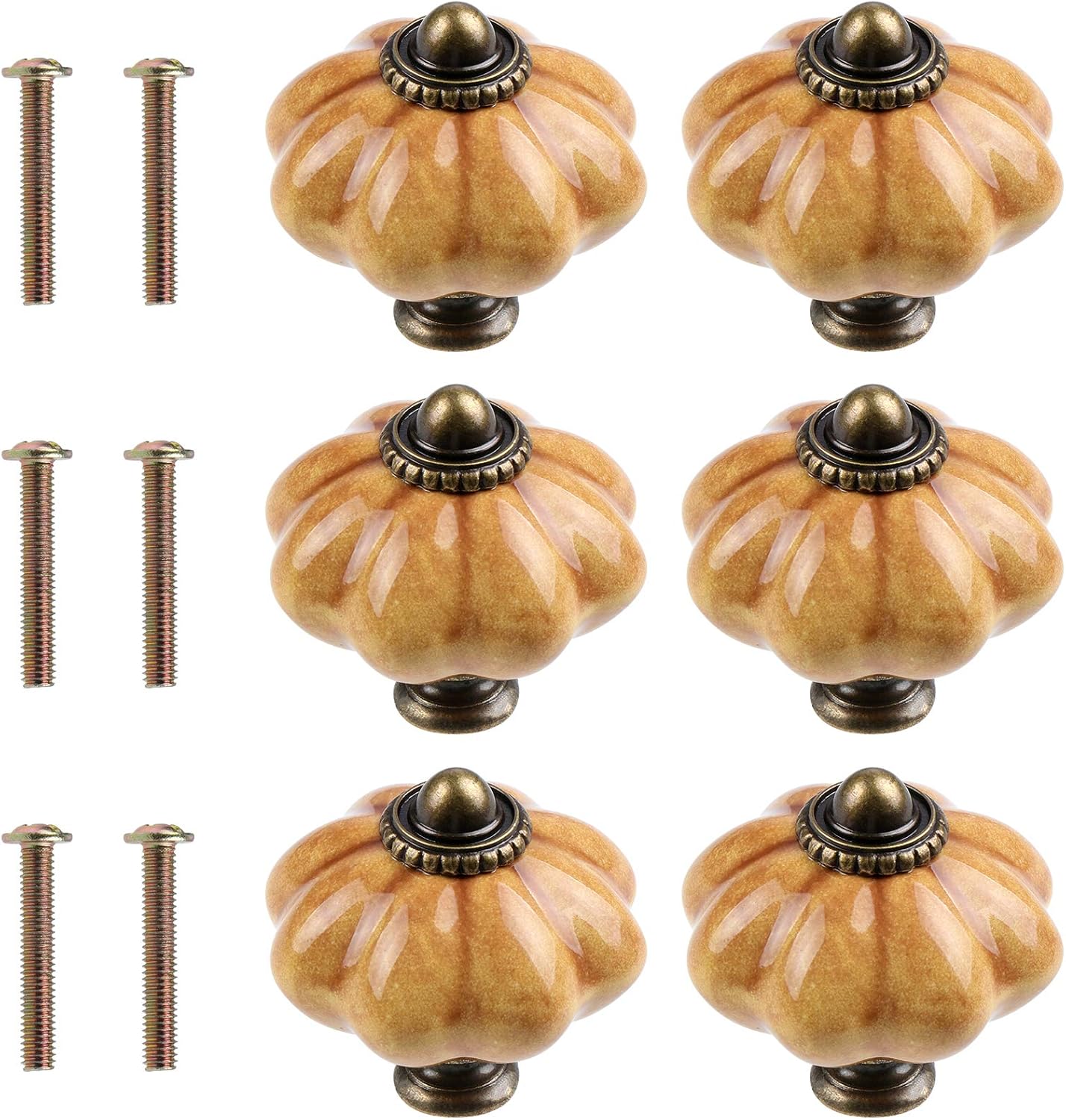 Aussel 6PCS Ceramic Knobs, Vintage Drawer Knobs, Antique