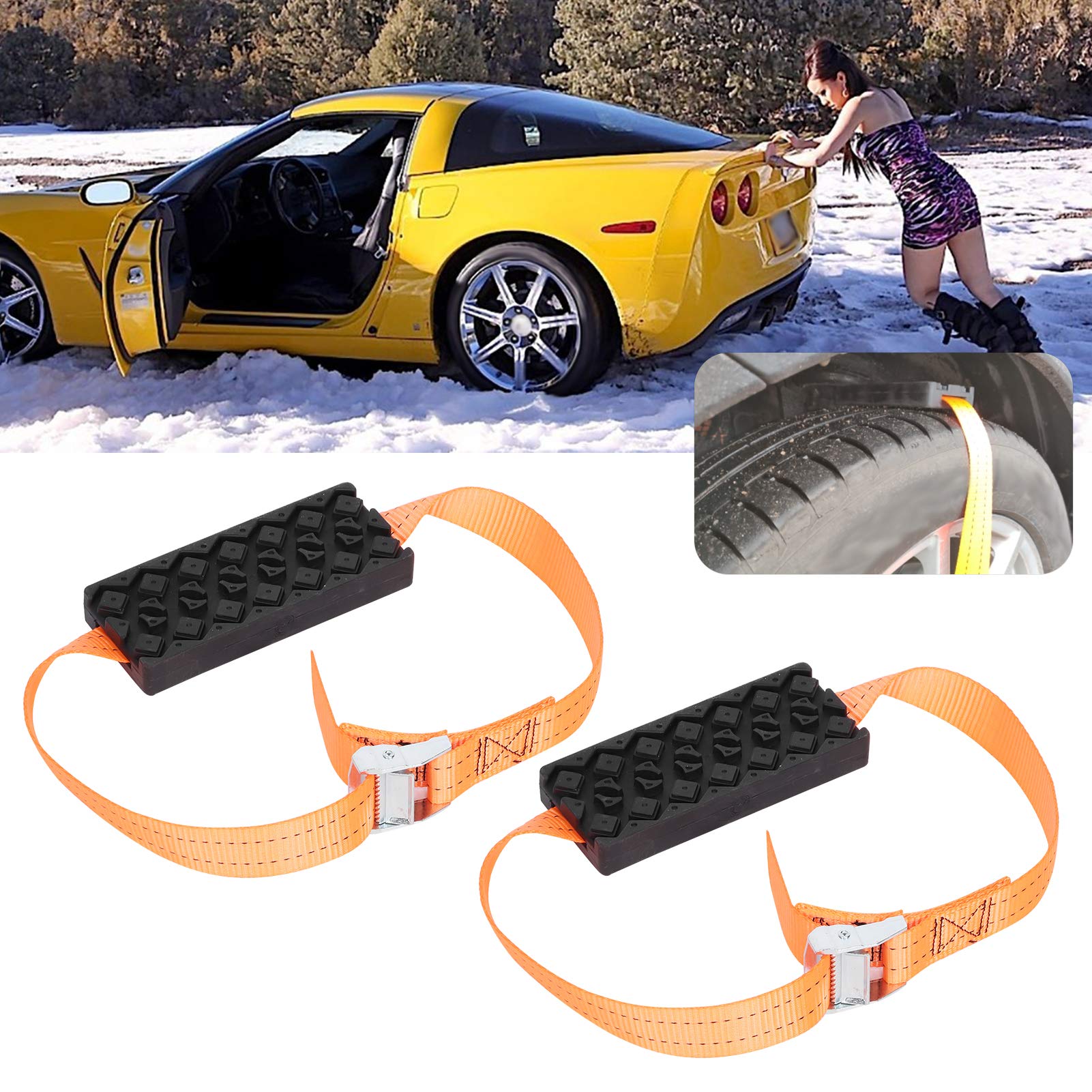 Fydun Cadena de Rueda de neumático, 2 Piezas de Cadena Antideslizante de Emergencia Hielo Nieve para Hielo/Nieve/Barro Carretera conducción Segura camión SUV Accesorios para automóvil