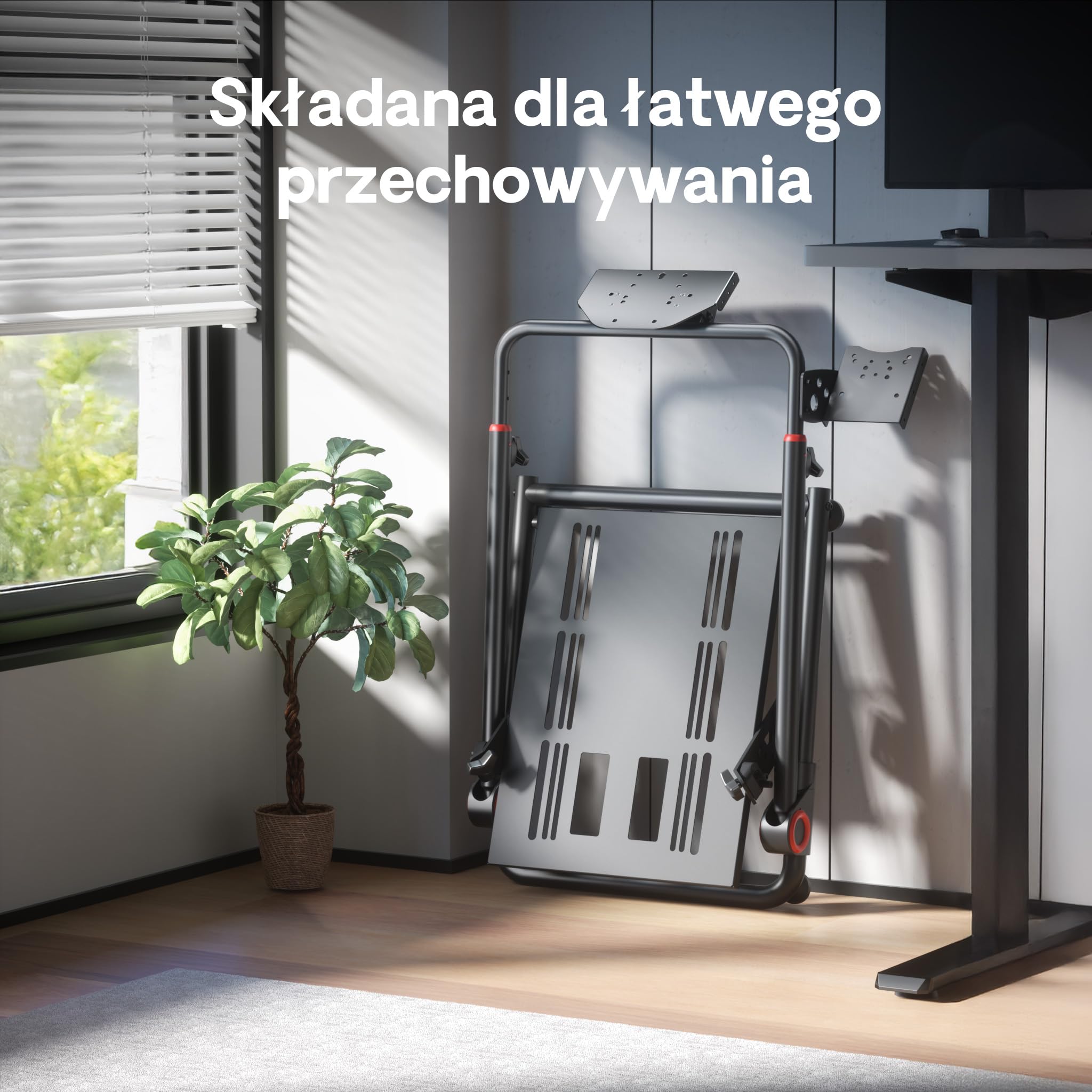 Wiltec Składany stelaż do kierownicy 68 x 82 x 83 cm, czarny stojak do simracingu z punktami mocowania kierownicy, dźwigni biegów i pedałów do gier