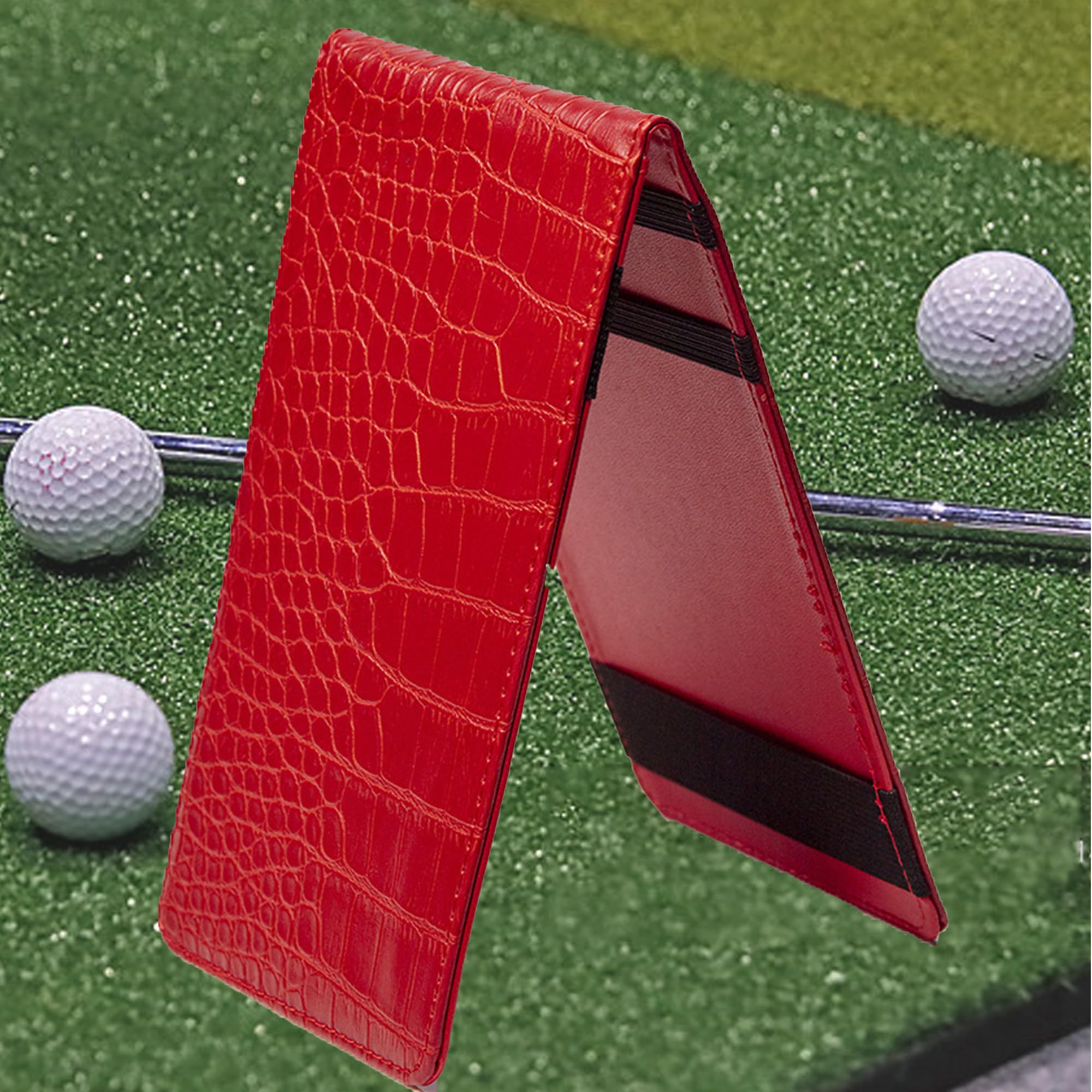 Carte De Score Golf, Golf Score Counter Card, PU Golf Score, Book Holder Support de Livre de Golf, avec Fente pour Carte et Passant pour Crayon, Cuir Support Carte de Score de Golf