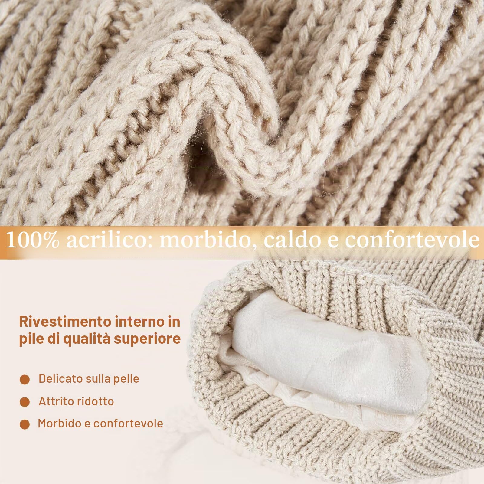 FISFET Set di cappello, sciarpa e guanti per donne, berretto invernale con pompon in pile per donne, guanti touchscreen e scaldacollo, cappello 3 in 1, Taglia unica