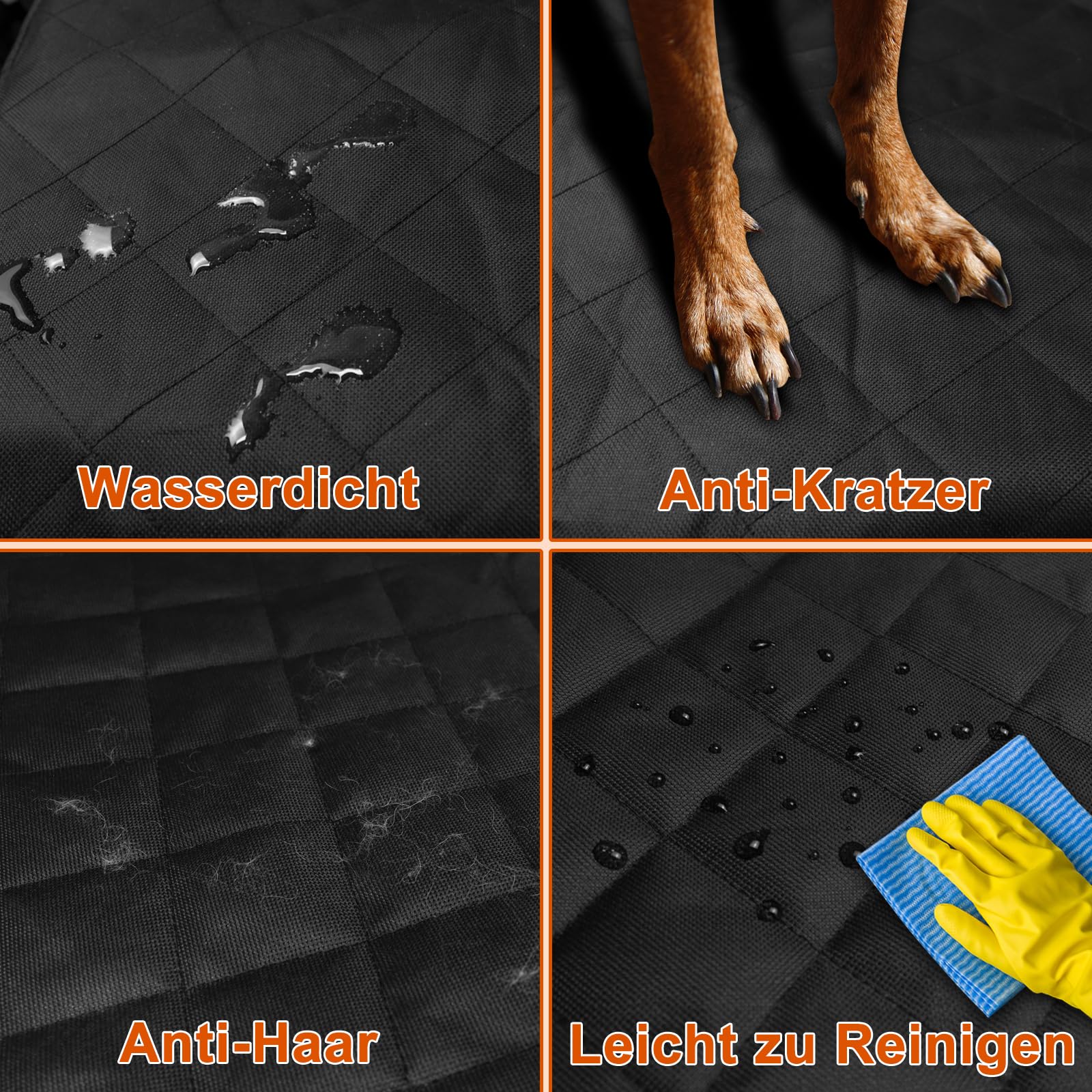 Alfheim rutschfest Autositzbezug vorne für Hunde, Gummiunterlage Kratzfest Haustier Autoschutz mit Anker, Passend für die meisten LKWs, Vans und SUVs, schwarz