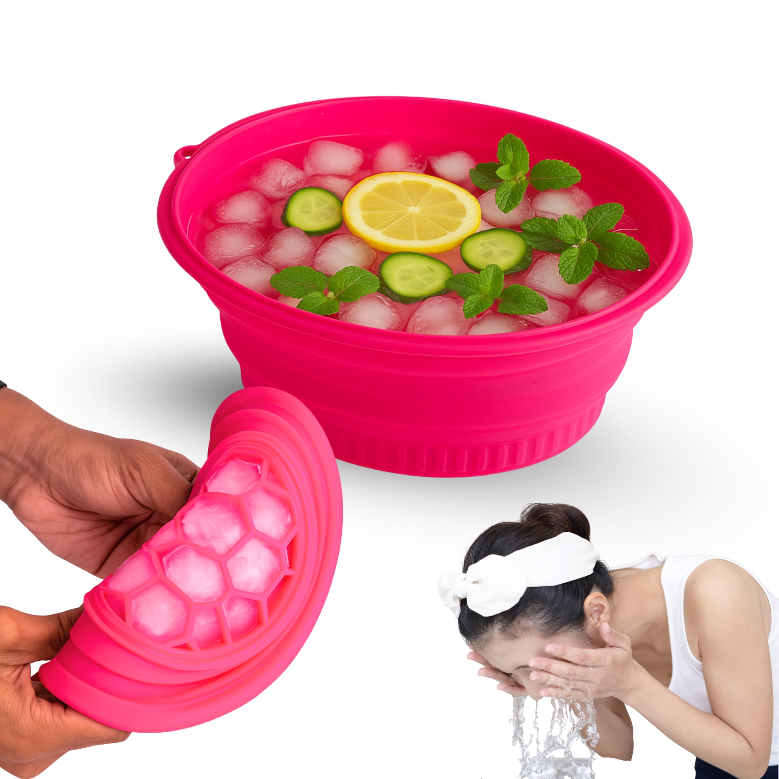 Silicone Ice Facial Bowl – Foldable Face Ice Bath for Pore Tightening, Puffiness Relief & Glowing Skin – Portable Skincare Tool for Women & Men – DIY Ice Recipes (Reusable, Food-Grade Silicone)-image-27