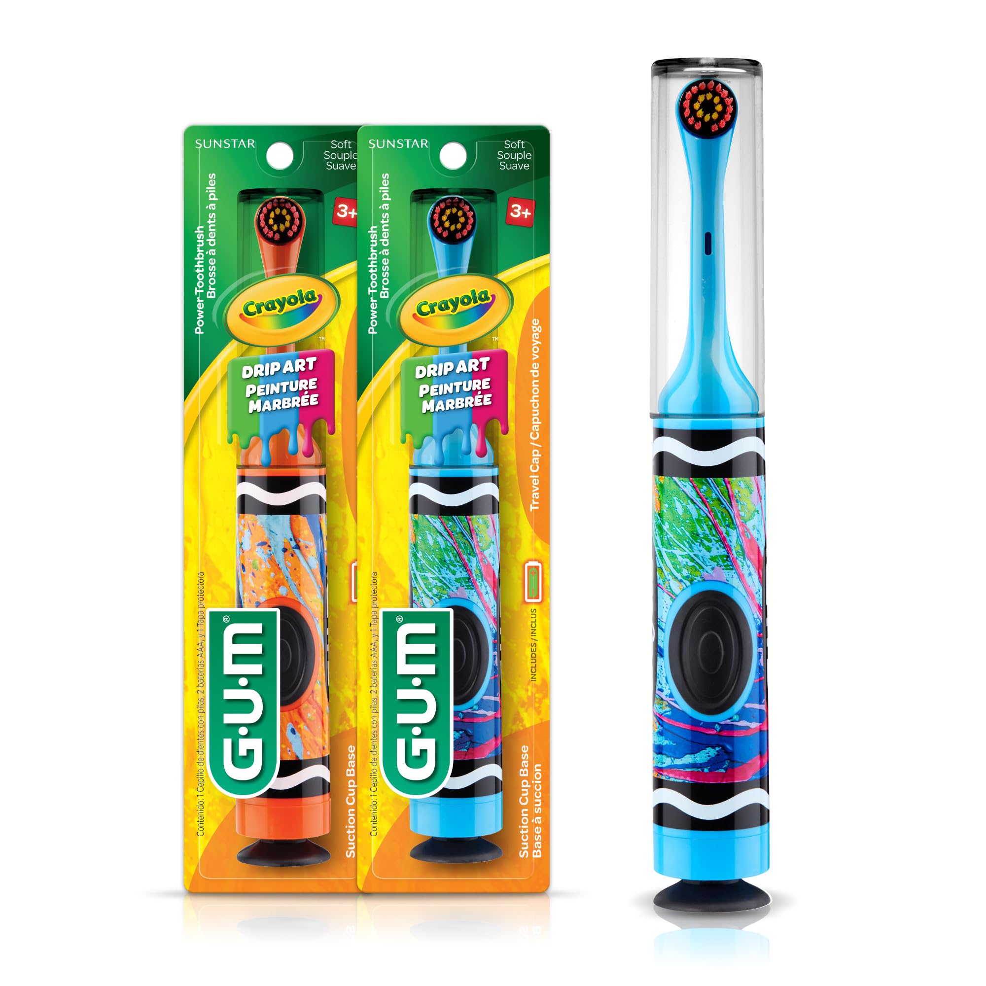GUM Crayola Drip Art Kids Power Soft Toothbrush 2 Pack