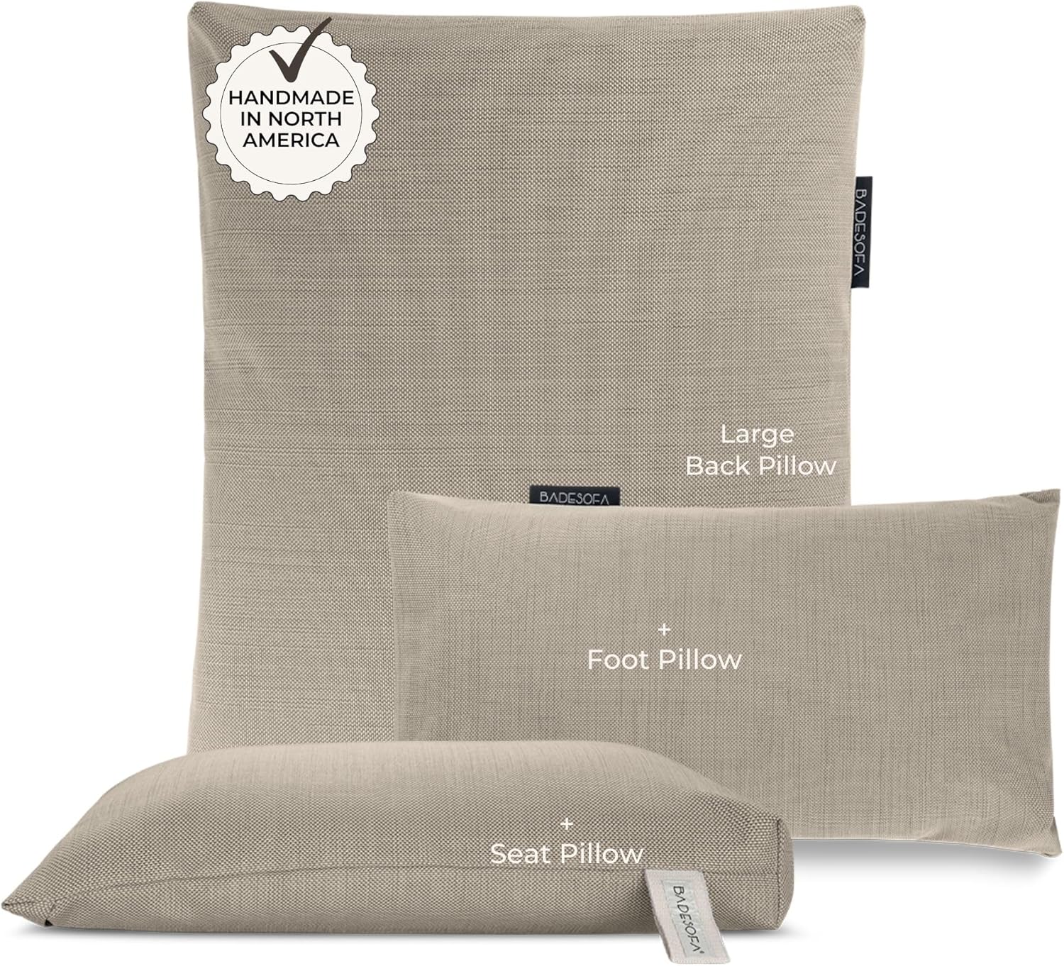 BADESOFA Luxury Bath Pillows for Tub Full Body Set - 3-Piece Bath Pillow Set with Premium Materials & CleanDry+ - Bathtub Pillows for Head and Neck Support - Tub Pillow for Bathtub in Beige