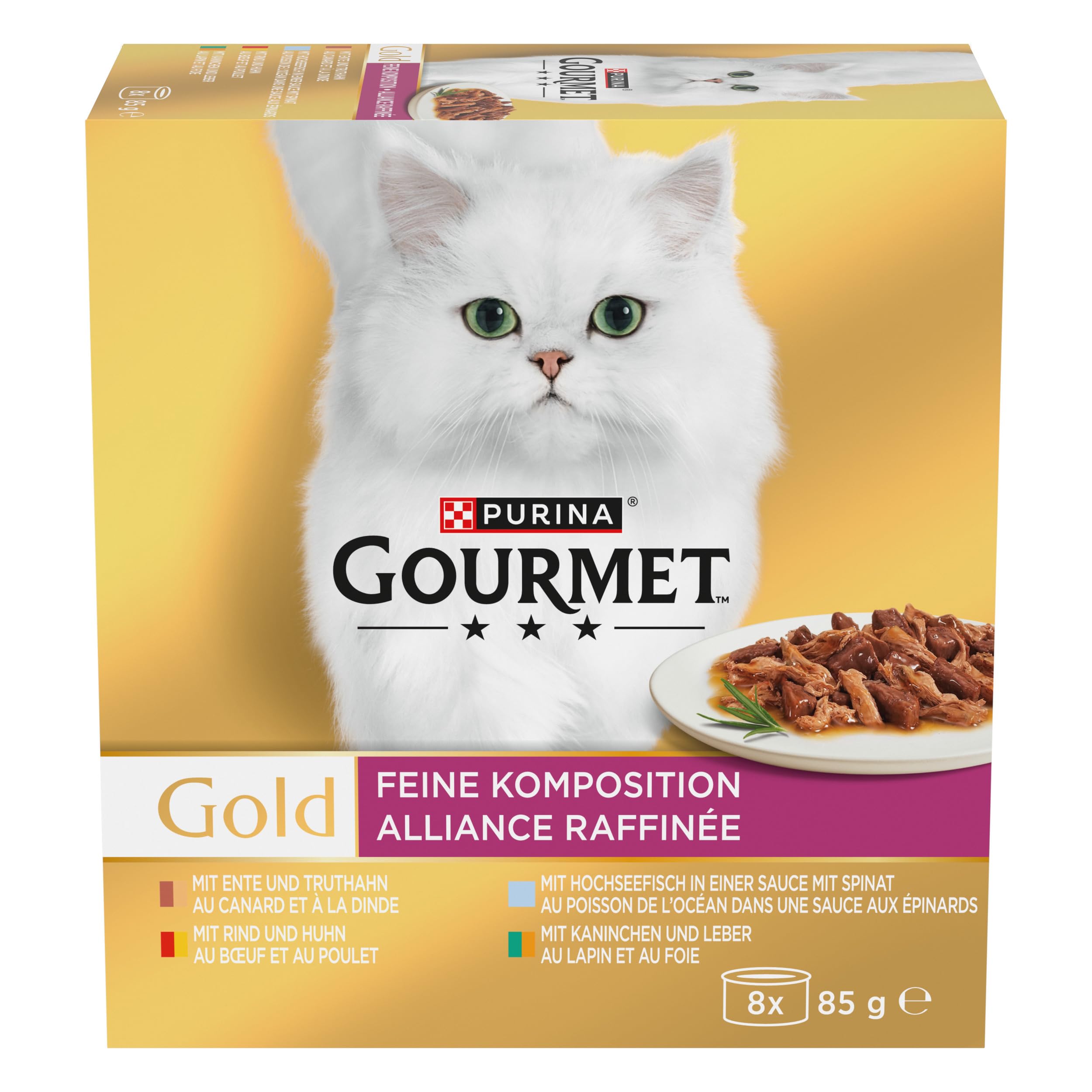 Gourmet Gold Feine Komposition Katzenfutter nass, Sorten-Mix, 12er Pack (12 x 8 Dosen à 85g)