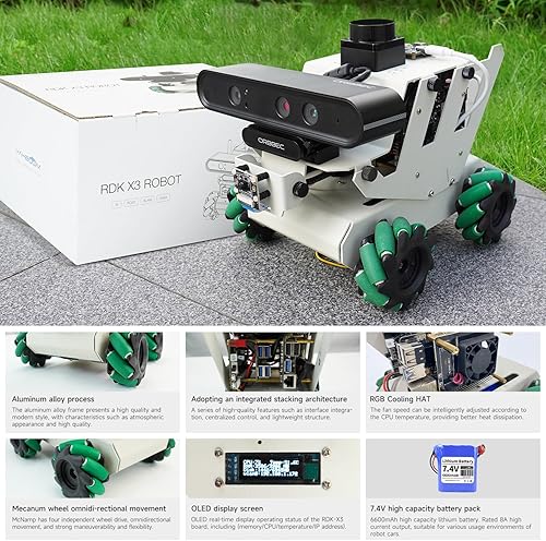 Miniatura 7 de Yahboom ROS Robot Kit Sunburst RDK X3 Basado en Horizon Sunrise X3 Board SLAM Mapa Navegación Profundidad Cámara Reconocimiento Visual ROS2 Robot