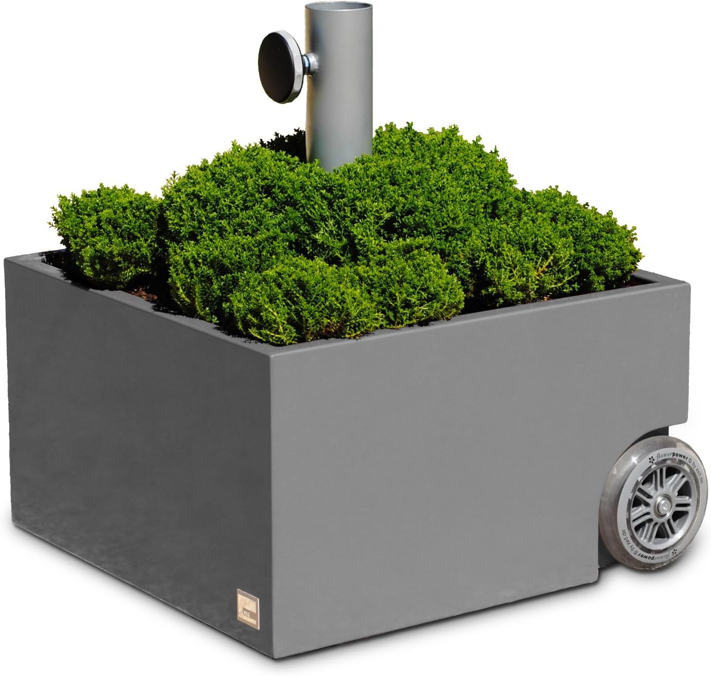 XXD Zinc Plated Power-Coated Modern Planter & Umbrella Stand, Dark Grey