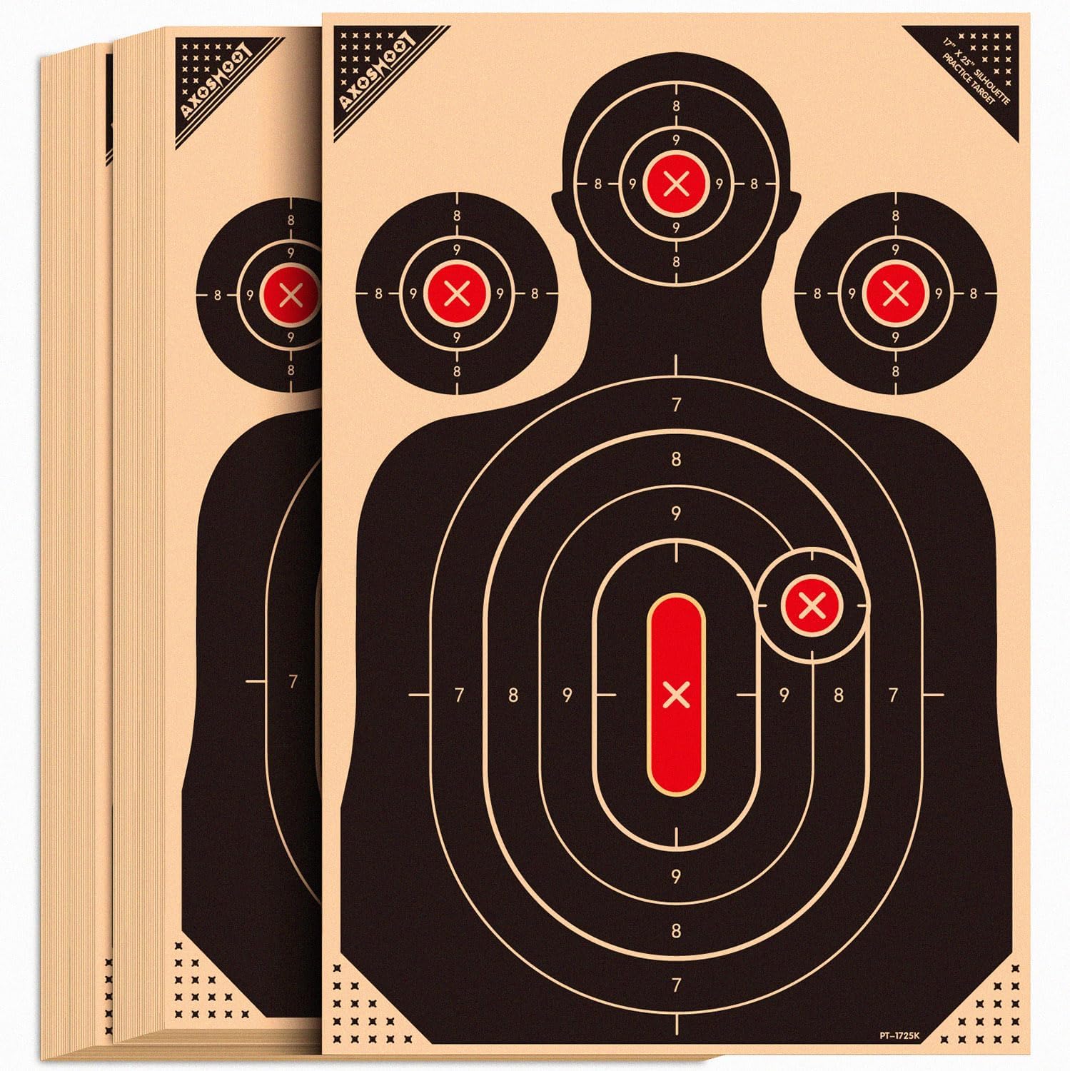 Sight in Shooting Targets Paper, 17x25 Inch-140gsm, Low-Glare, 1x1 inch Grid, Multi-Zone Bullseye for Rifle, Pistol, Airsoft Scope Sighting - Indoor/Outdoor Shooting Target Range