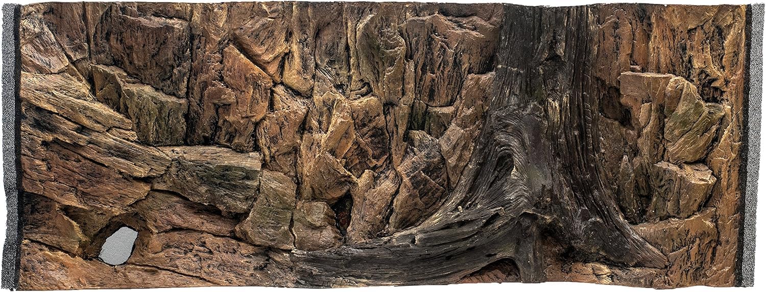 Fond d'Aquarium 3D Corfou - Fond d'Aquarium - Accessoires d'Aquarium - Fond - Décoration Aquarium - 117x45 cm pour Aquarium 120x50 cm - Couleur Marron - Aquarium Grand