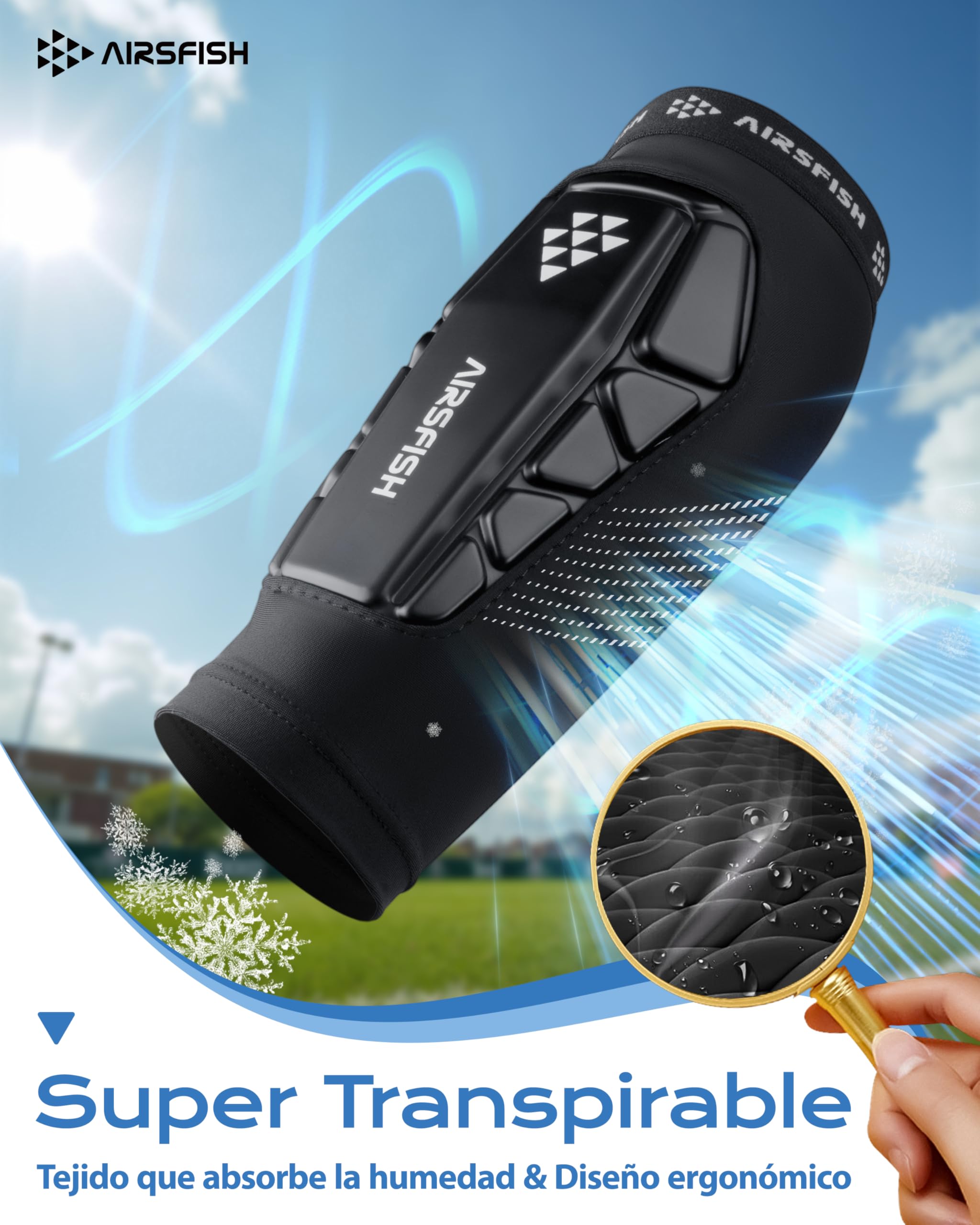 Espinilleras de fútbol, núcleo de Choque de Poliuretano y Tiras de Agarre de Silicona, Almohadillas Protectoras ultraligeras y Transpirables, espinilleras de fútbol Ligeras para niños