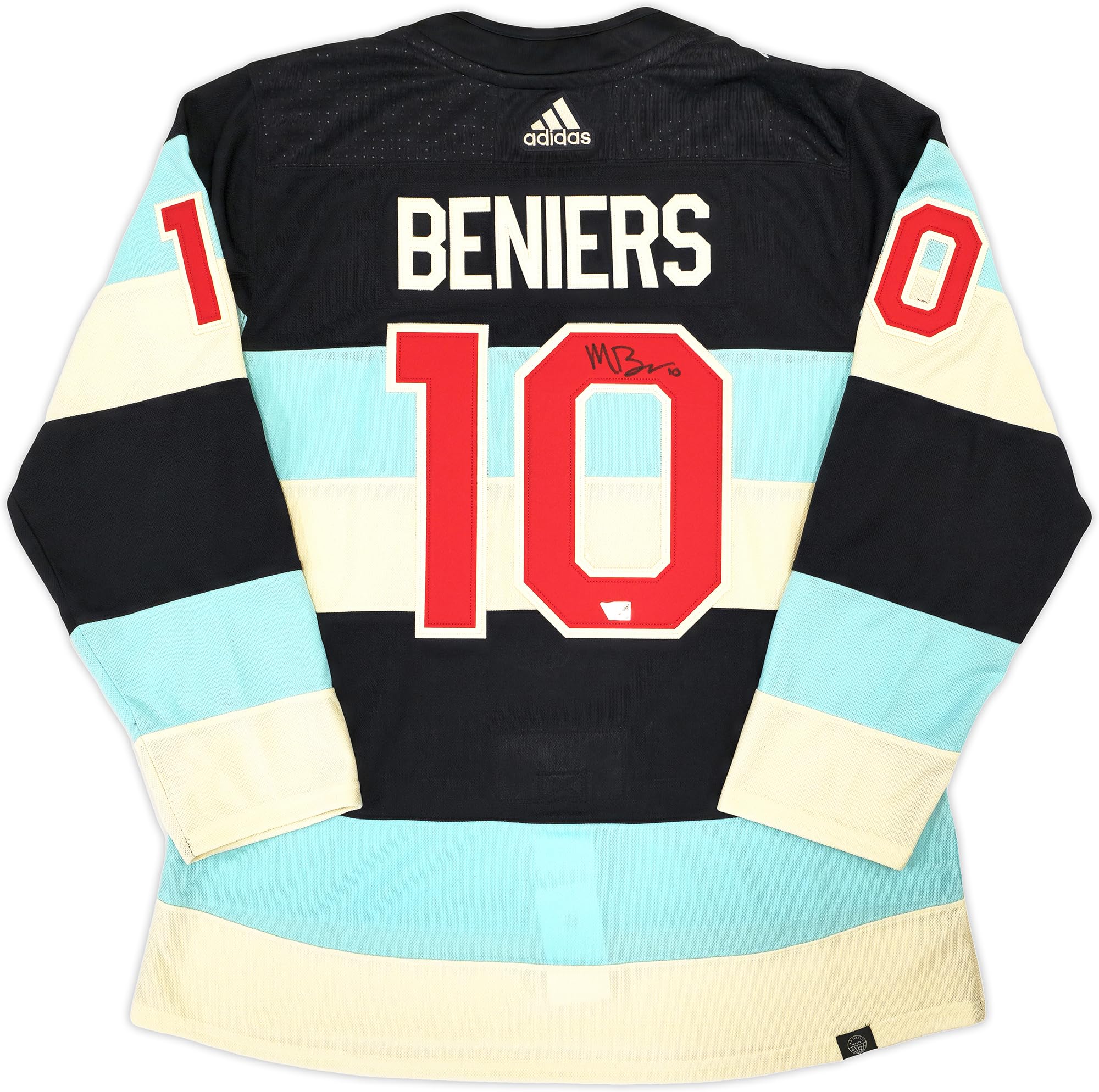NIKE NHL ゲームシャツ　40 総刺繍　ストリート　スケーター　メッシュ Matty Beniers Autographed Blue & Cream A.d.i.d.a.s 2024 Winter