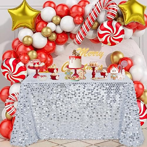 B-COOL Mantel rectangular de lentejuelas plateadas de 50 x 102 pulgadas con purpurina para fiestas, bodas, Año Nuevo, Navidad, fiestas de cumpleaños