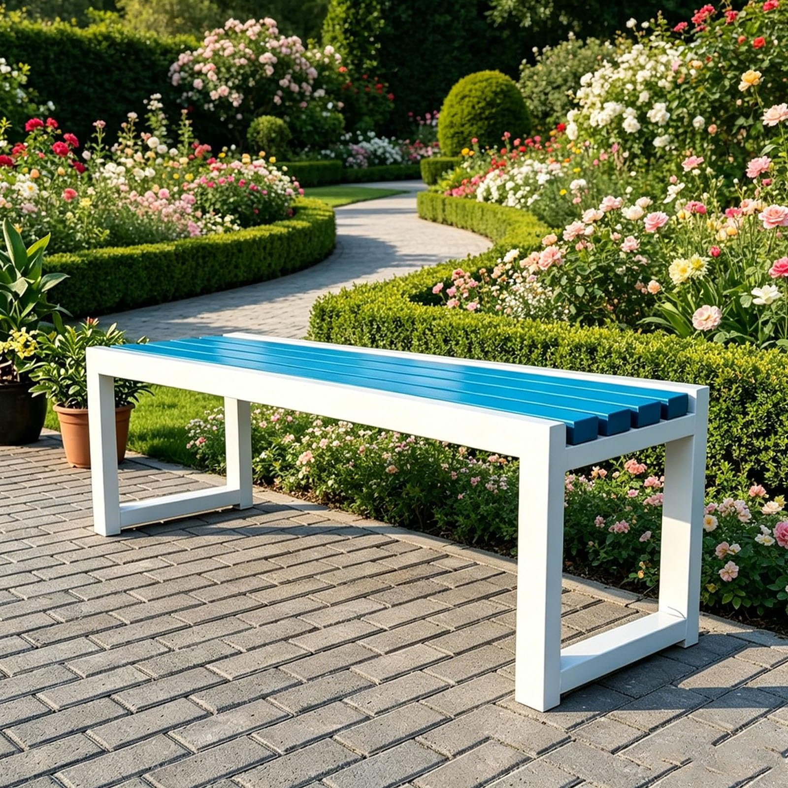 Banc de jardin métallique robuste 2-3 places assise extérieur pour patio et parc