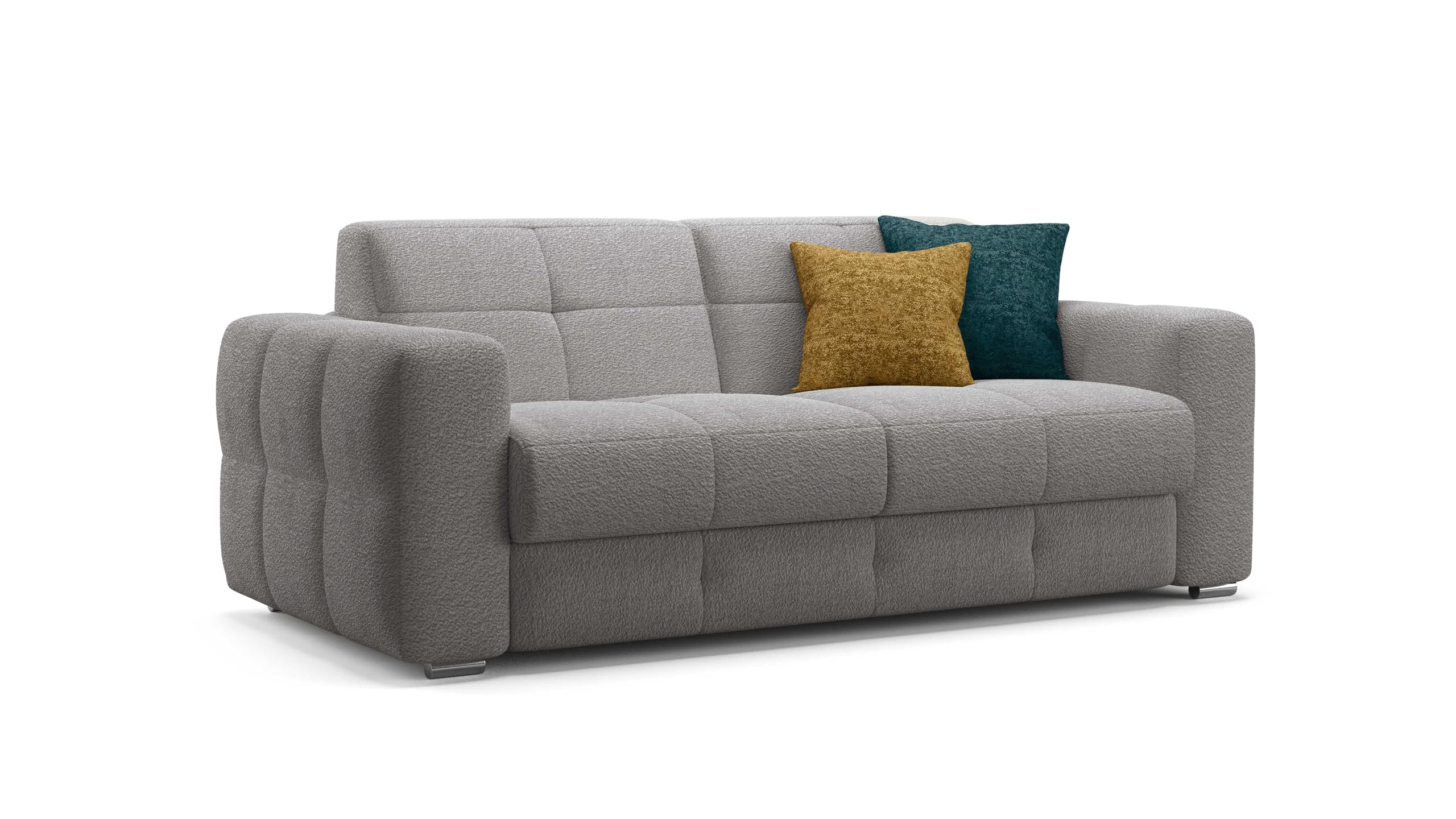 Divano Letto Cecilia 3 Posti Struttura in Metallo e Legno Imbottitura in Gomma di Poliuretano Rivestimento in Tessuto Rete Elettrosaldata Materasso 140x190 cm H14 cm Colore:Grey