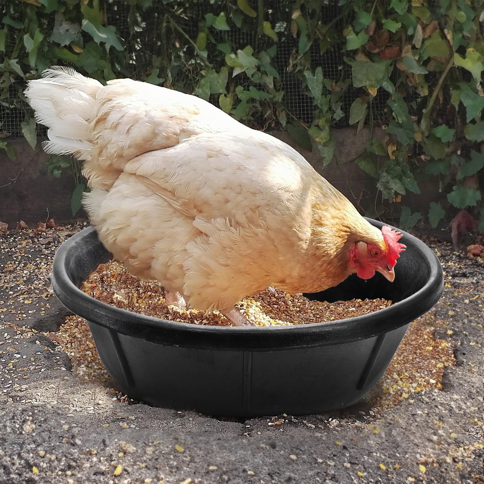 Cididu Confezione da 3 padelle in gomma, secchio grande per mangime per cavalli da 8 litri, ciotola in gomma resistente per animali da allevamento, vasca da bagno impilabile per pollo, maiale, capra