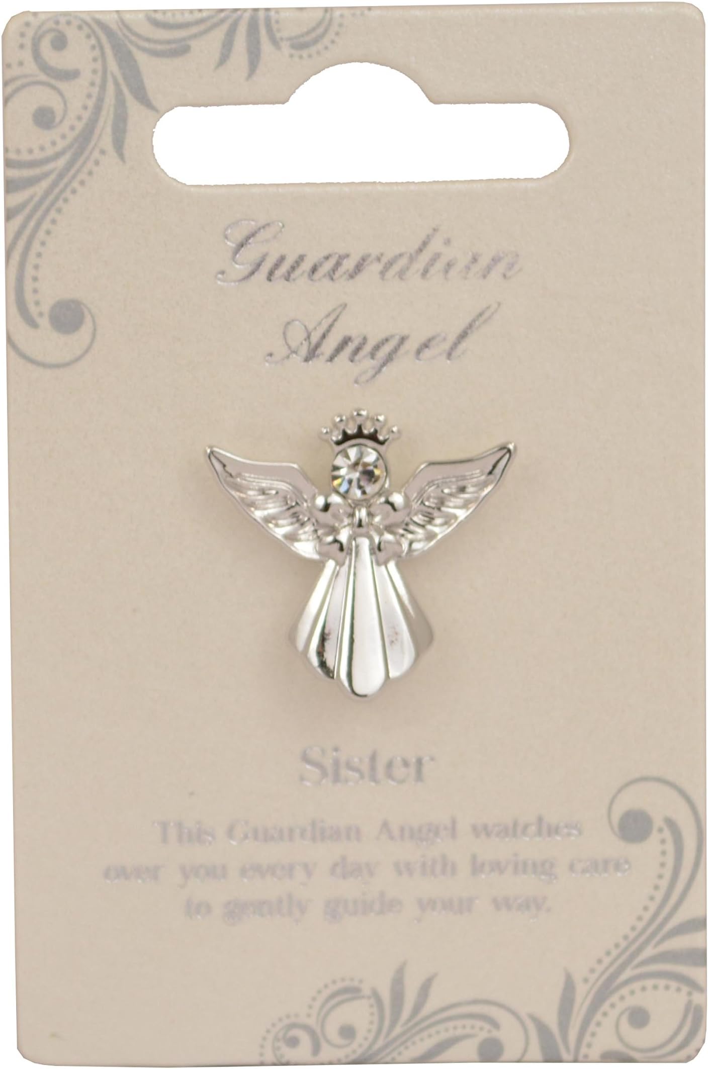 Guardian Angel Brooch, Badge for Sister with Message, Pin For Womens, Lapel Pins - Silver - One Size