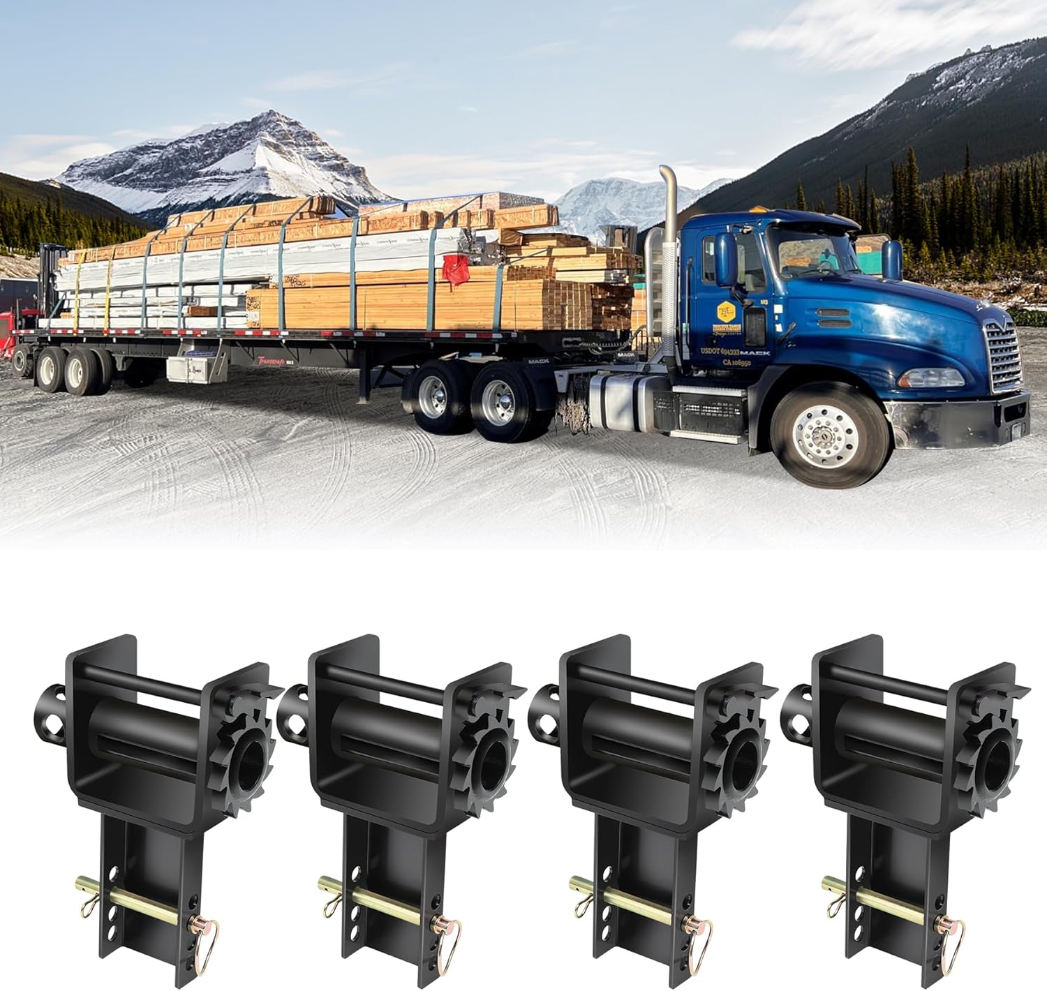 Trailer Stake Pocket Winch, Winch Flatbed Utility Capacity 16200 Lbs and 5400 Lbs Load Limit for Flatbed Trailer Trucks Winches- 4Pack