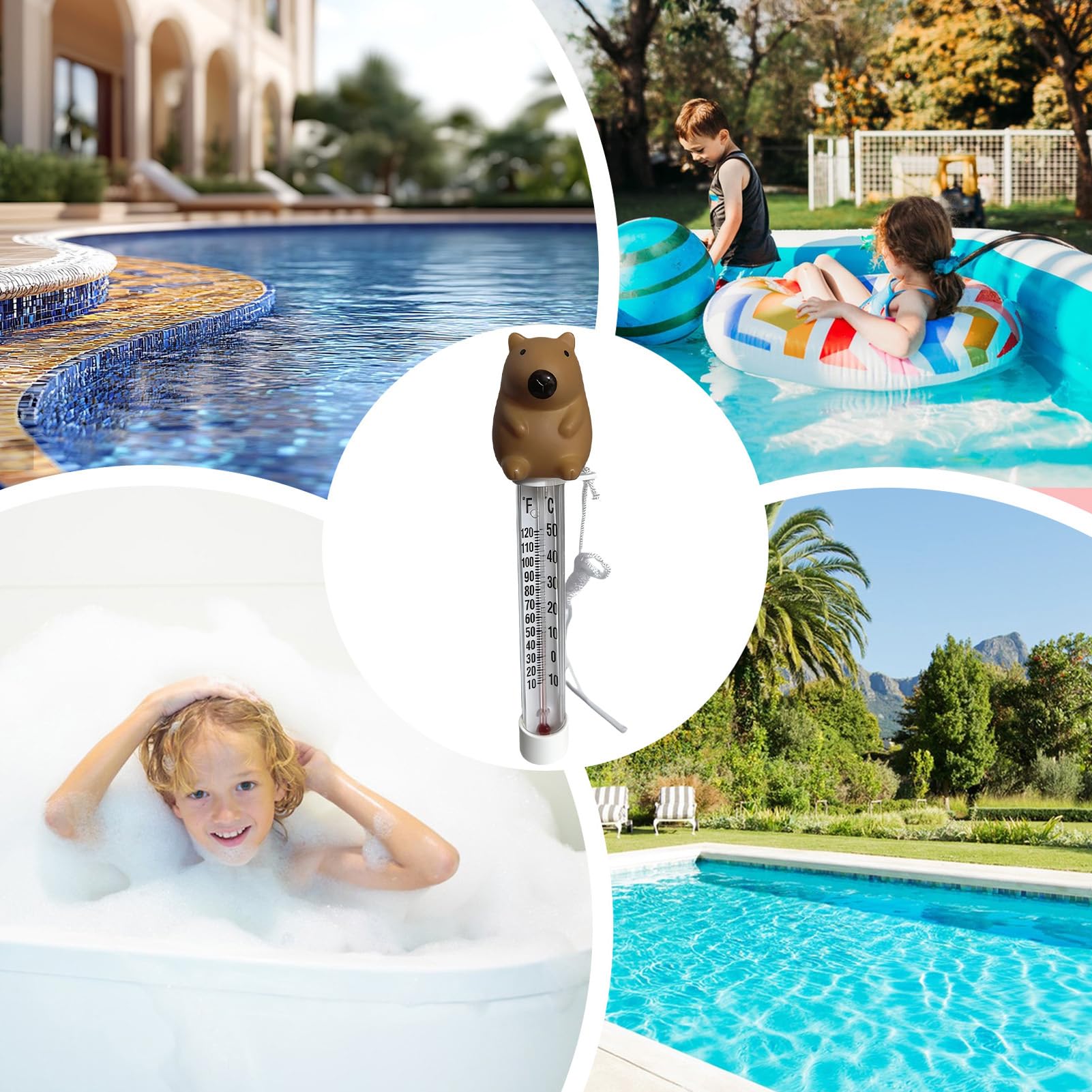 Schwimmende Poolthermometer Seetemperaturmonitor mit Capybara-Design