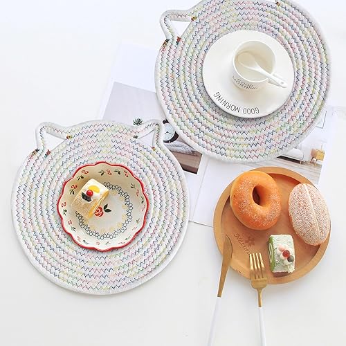 Miniatura 6 de JeogYong Juego de 4 manteles individuales ovalados de 12 x 12 pulgadas, lavables, resistentes al calor, para mesas de comedor, decoración de