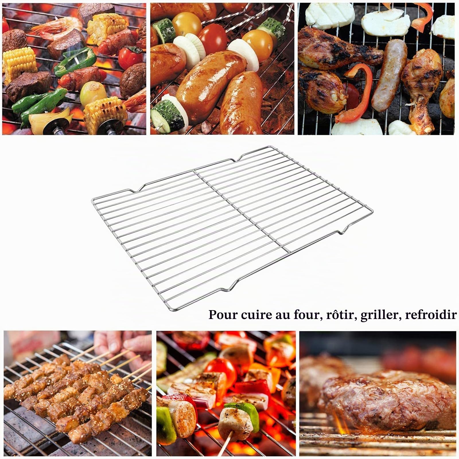 Grille de refroidissement en acier inoxydable Linkidea, lot de 2, rectangulaire 38,8 x 28 cm, argent