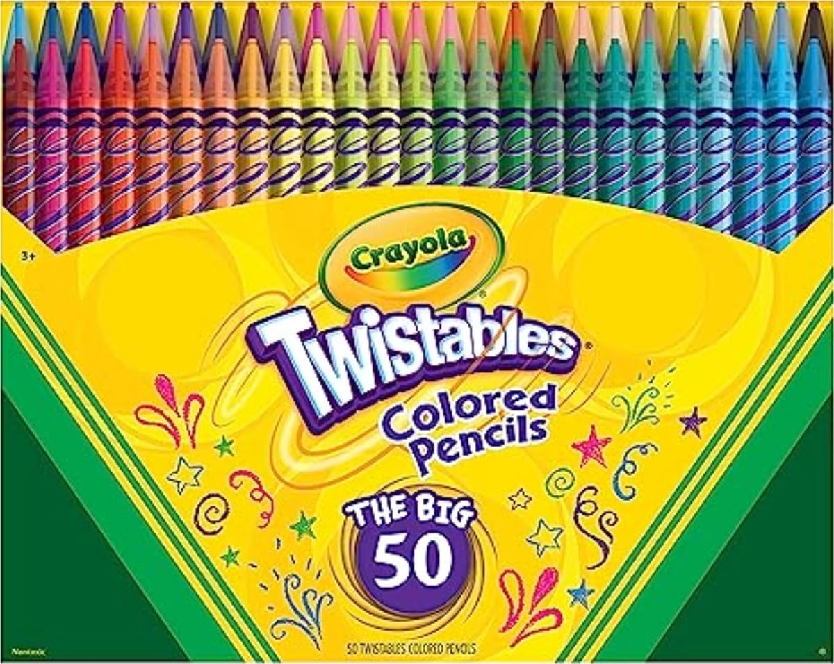 Crayola Twistables Colored Pencil Set (50ct), Cool Back to School Supplies for Kids, No Sharpen Colored Pencils for Girls & Boys, 4+ [Amazon Exclusive] | Cool Back to School Supplies for Kids, No Sharpen Colored Pencils for Girls & Boys, 4+