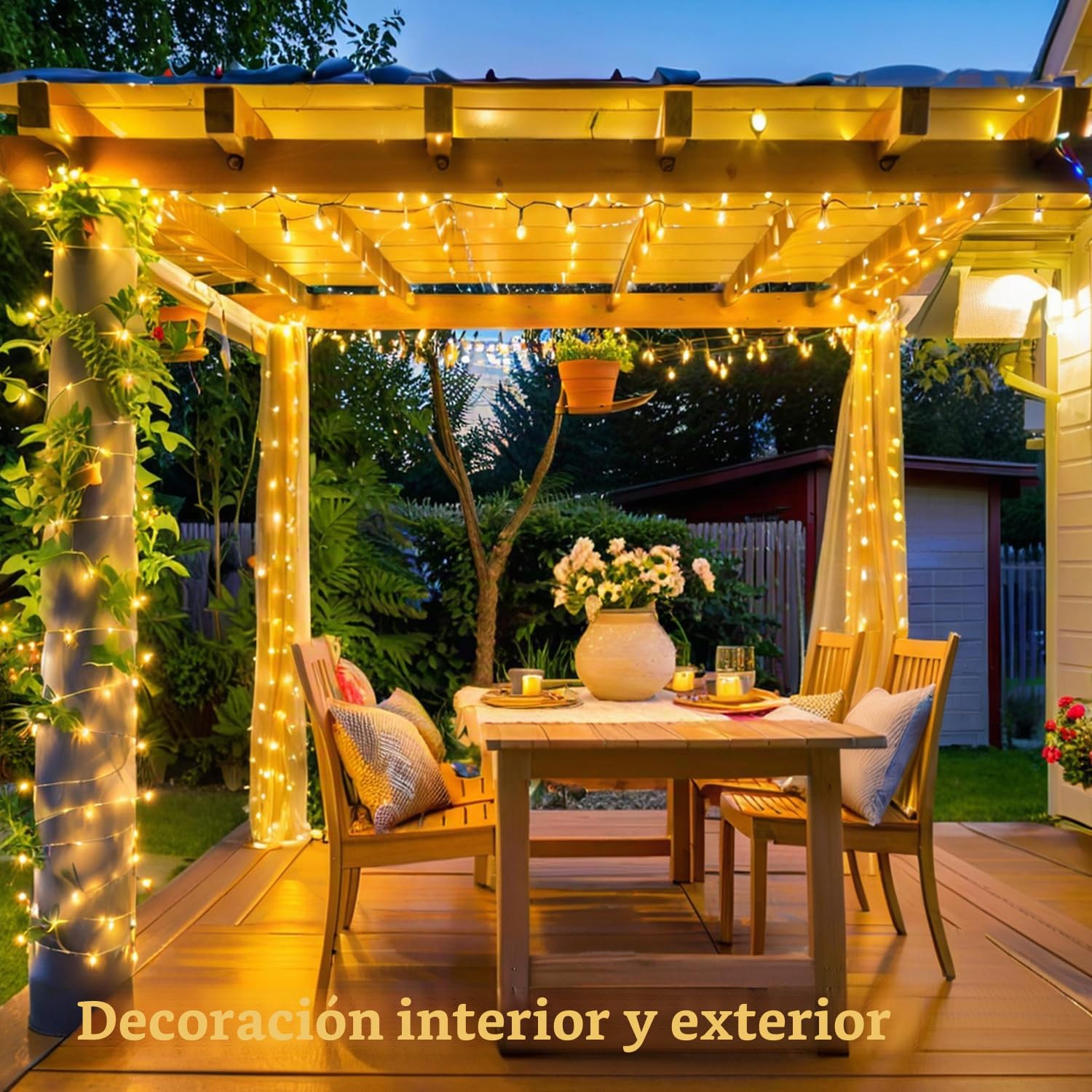 Guirnalda Luces Exterior Interior,80m 800 LED Luces Navidad con Control Remoto,8 Modos,Impermeable Guirnalda Luminosas Decoracion,para Navidad,Fiestas,Jardín,Decoración de Boda,Blanco Cálido