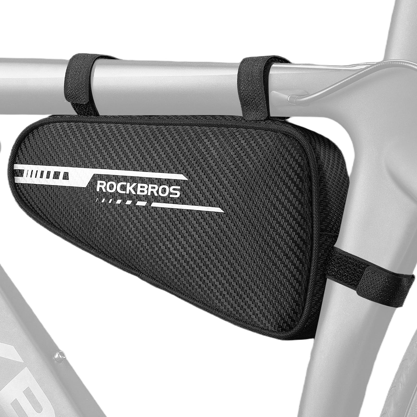 ROCKBROS Borsa da Telaio Triangolo per Bici MTB Triangolare 1.2L con Strisce Riflettenti