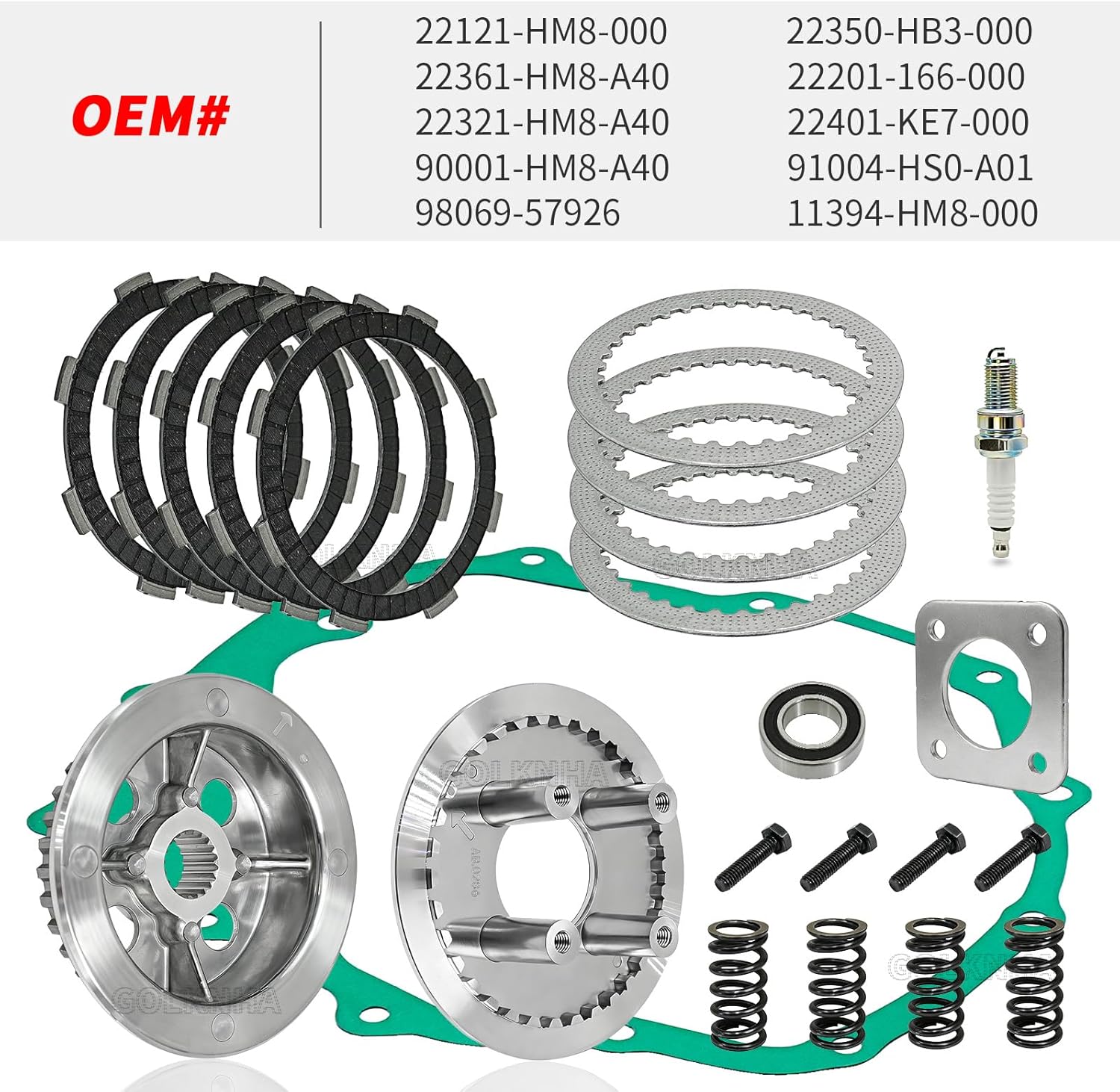 Clutch Kit & Friction Steel & Hub Pressure Plate for Honda ATV TRX250X Sportrax 250 TRX250EX Recon 250 TRX250 TRX250TE TRX250TM TRX 250X 250EX 250TE 250TM,Cover Gsaket