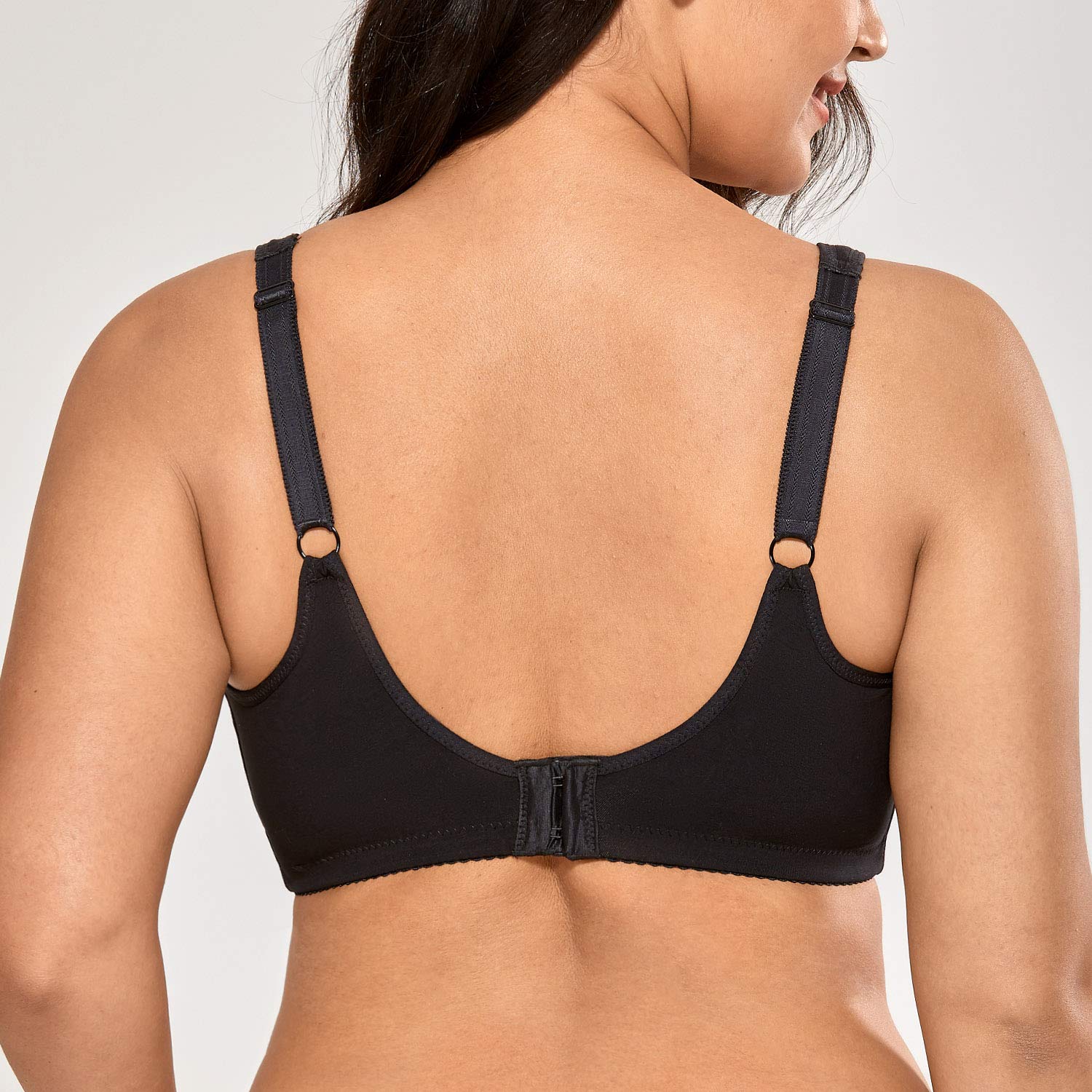 DELIMIRA Reggiseno Cotone Senza Ferretto in Pizzo Taglie Forti Morbido Senza Imbottitura Coppa Piena