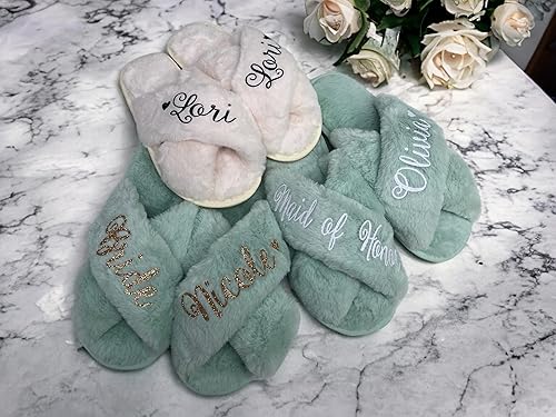 Miniatura 6 de Personalized Fluffy Slippers - Easter Gifts for Women - Bridal Party Gifts - Mothers Day Gift Box Ideas for Mom, Girlfriend - Bridesmaid Slippers
