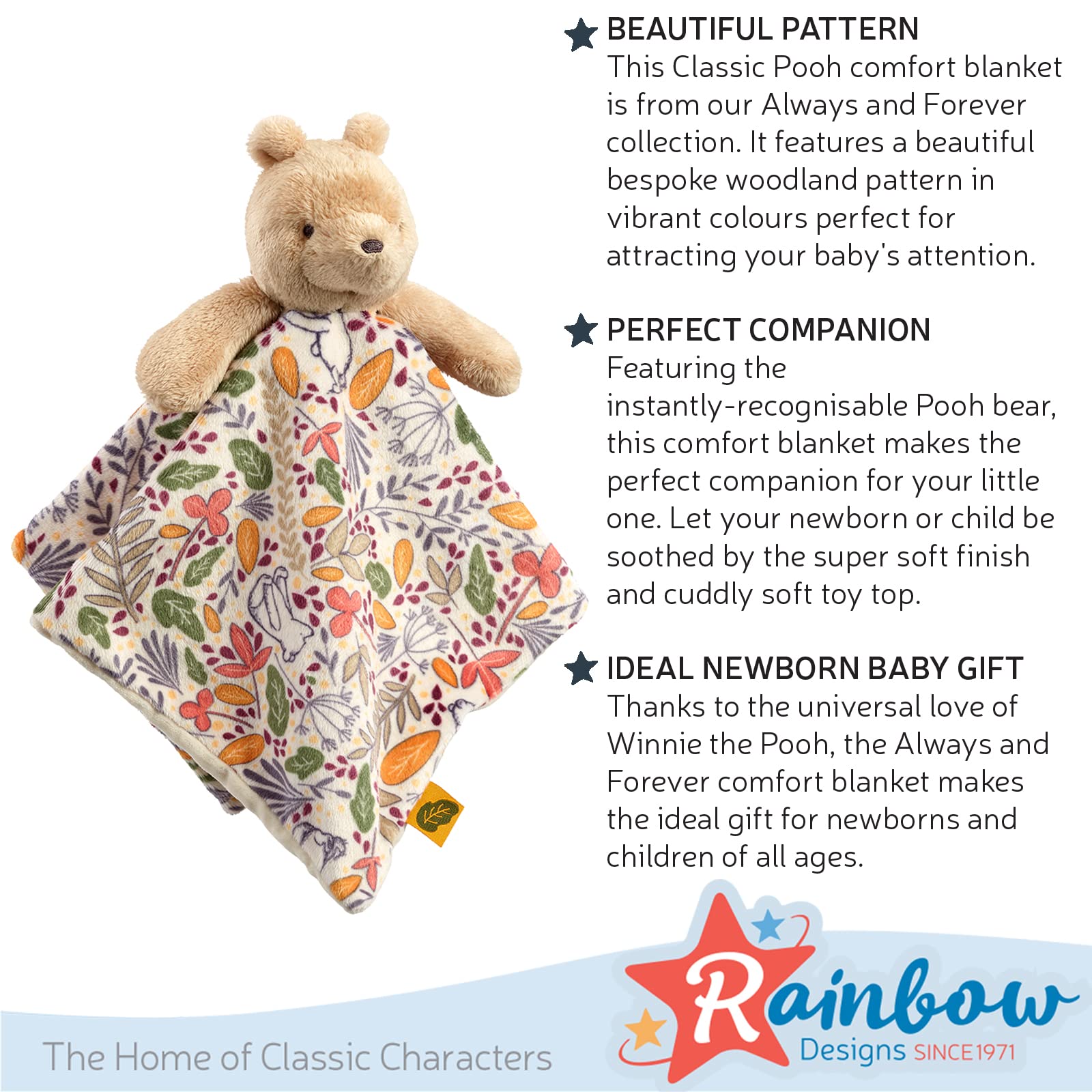 Rainbow Designs Coperta ufficiale Winnie the Pooh – Always And Forever Comfort coperta morbida per neonati e bambini, 29 cm