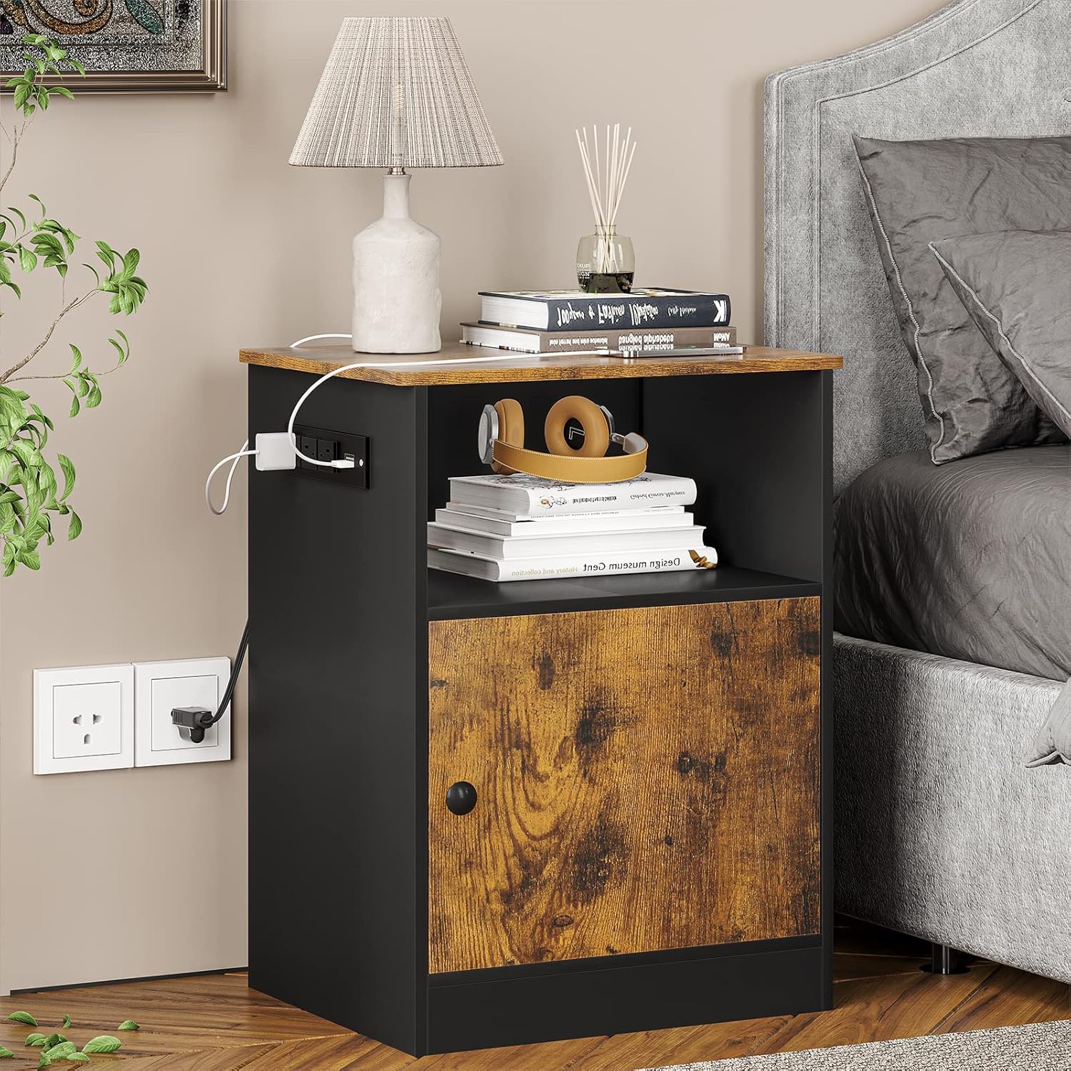 EPHEX Nightstand with Charging Station and USB Ports