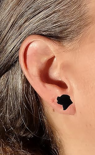 Miniatura 4 de Adorable Handcrafted Simple Black Dog Stud Earrings made from Plant-Based Polymer Resin UnisexMen'sWoman'sChild Stainless Steel Posts (Rottweiler,