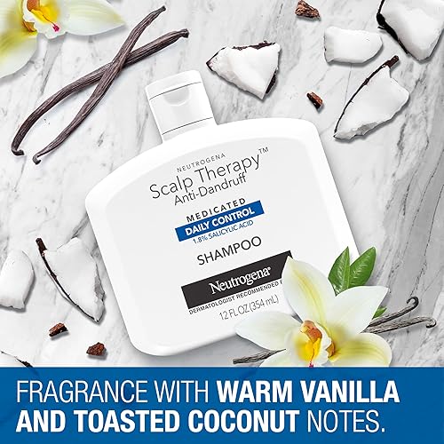 Miniatura 6 de Neutrogena Scalp Therapy Champú anticaspa Daily Control, 1.8% de ácido salicílico, con fragancia de vainilla tibia y notas de coco tostado, 12 onzas