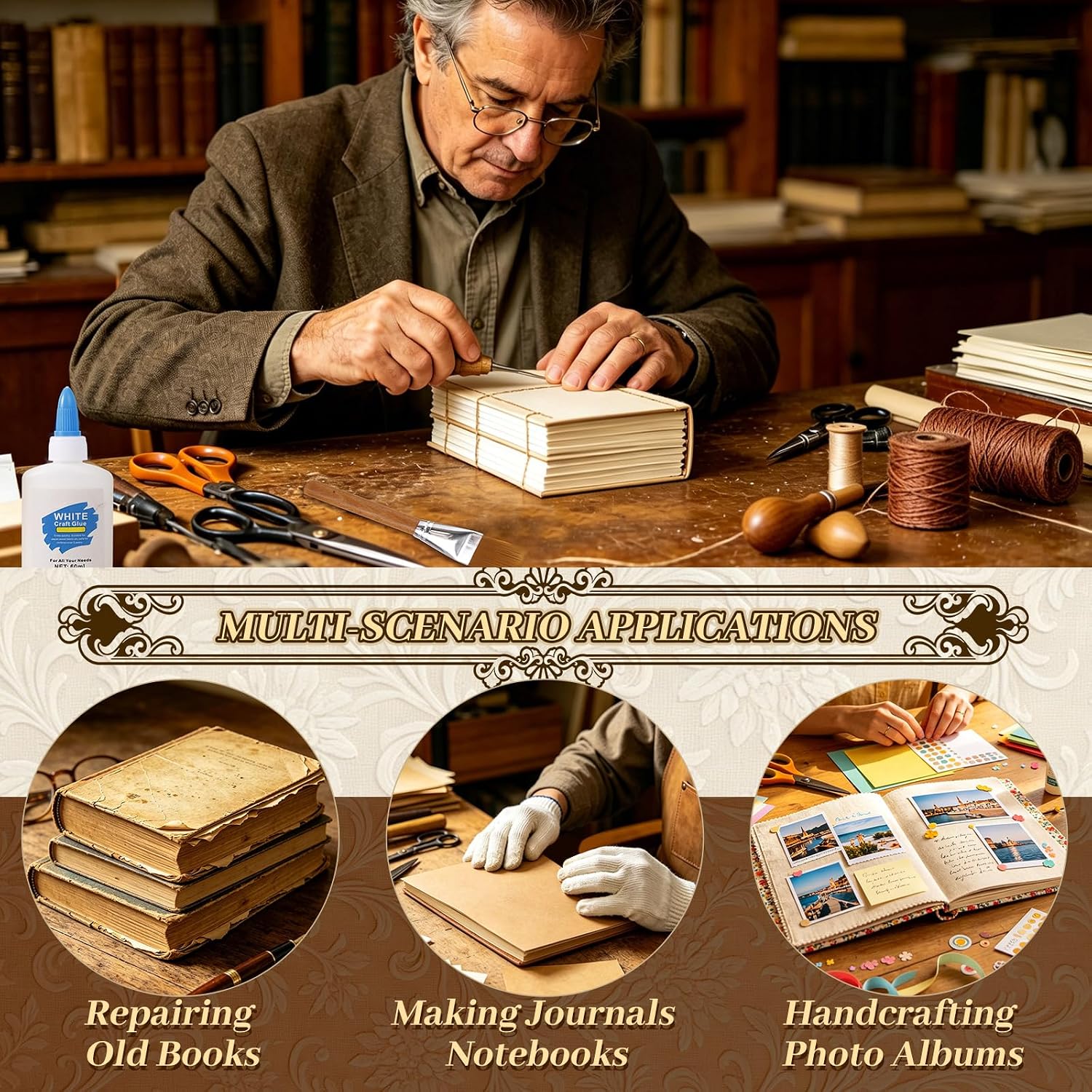 FOGWOWO 87 Pcs Book Binding Kits Book Making Kit Materials for DIY Crafts | for Beginners,with Instruction and Video Tutorial,with Paper Books Cloth,Complete Bookbinding Kit,Bookbinding Supplies Tools