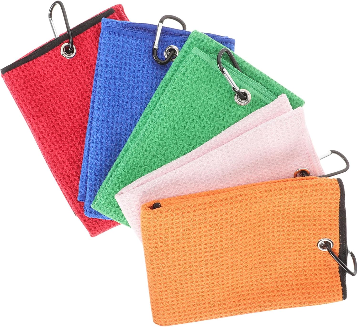 5pcs Microfiber Golf Towels Multi-Color Waffle Pattern Absorbent Ball and Towels Portable Sports for Outdoor Golf Course Use