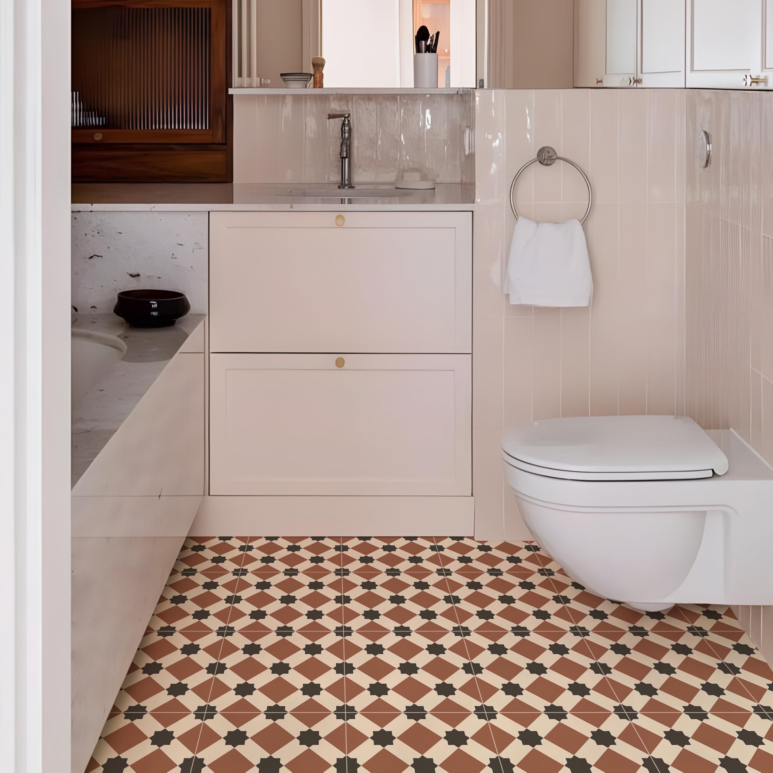 Alwayspon Vinyl Flooring Tile Sticker, 12Px30cm/12inch Peel and Stick Vinyl Floor Wall Planks Self-Adhesive Splashback Stick on Tiles Transfer Sticker for Bathroom Kitchen, Frech