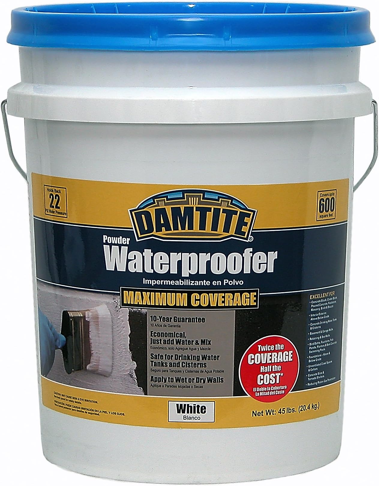 Waterproofing WHT MAX PWDR WTRPRF 45LB 01451 Maximum Coverage White Powder Waterproofer, 45-pounds, 45 lb