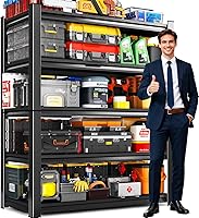 72" Heavy Duty Garage Shelving: 3000 lbs 5-Tier Adjustable Metal Storage Shelves for Garage, Basement, Warehouse - Easy Assembly, Black