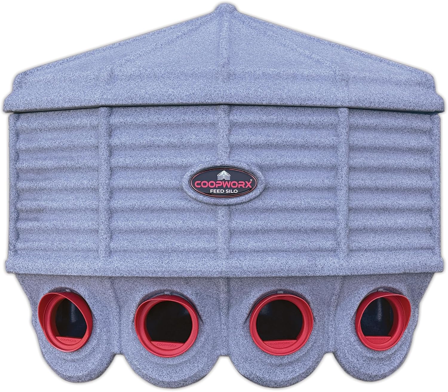 CoopWorx Wall Mount Feed Silo - 35 lb Capacity - Weatherproof Poultry Feeder with Lid - Easy Fill Chicken Feeder for Coop or Run