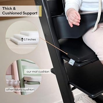 COZYKIDS Tripp Trapp Compatible Baby Cushion | Waterproof High Chair Cushion | Soft Foam Padding (Black, Baby)