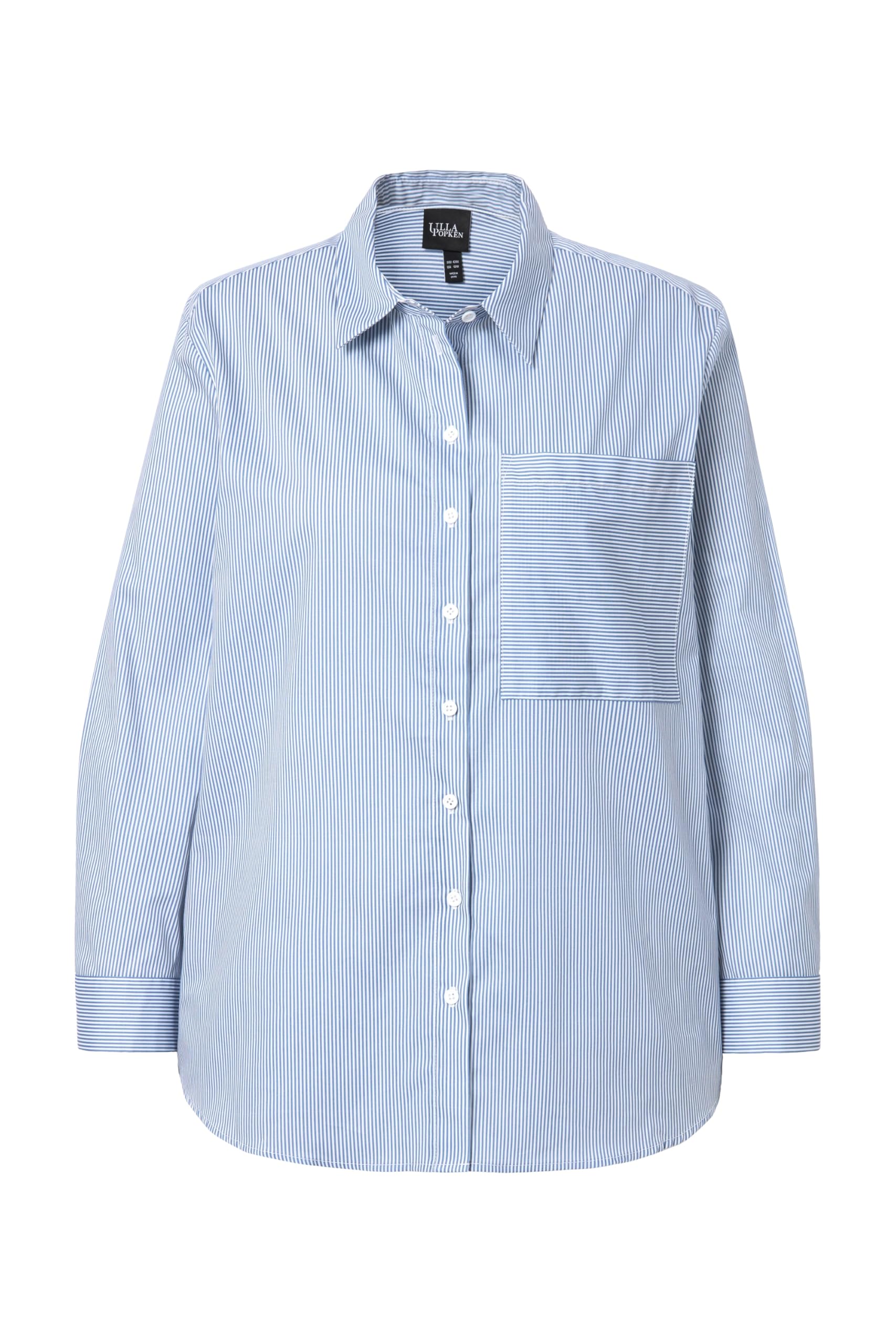 Ulla Popken Bluse, Streifen, A-Linie, Hemdkragen, Langarm Camicetta Lunga Donna (Pacco da 1)