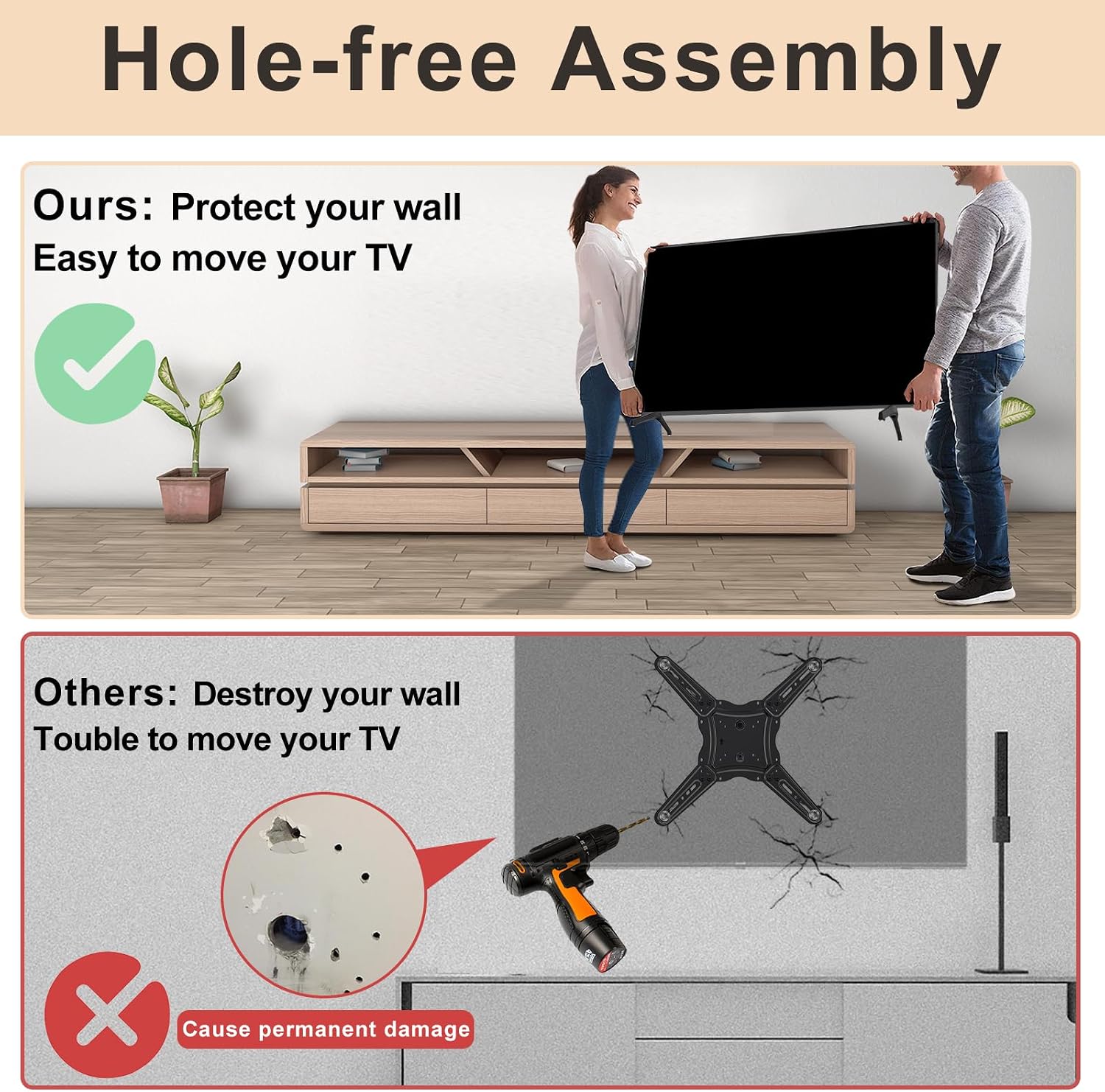 TV Stand for Samsung TV Legs Replacement, for UN55TU7000FXZA UN50TU7000FXZA UN58TU7000FXZA UN50TU700DFXZA UN55TU700DFXZA UN58TU700DFXZA UN50TU8000FXZA LH55BETHLGFXGO, Only for Models We Listed, Black