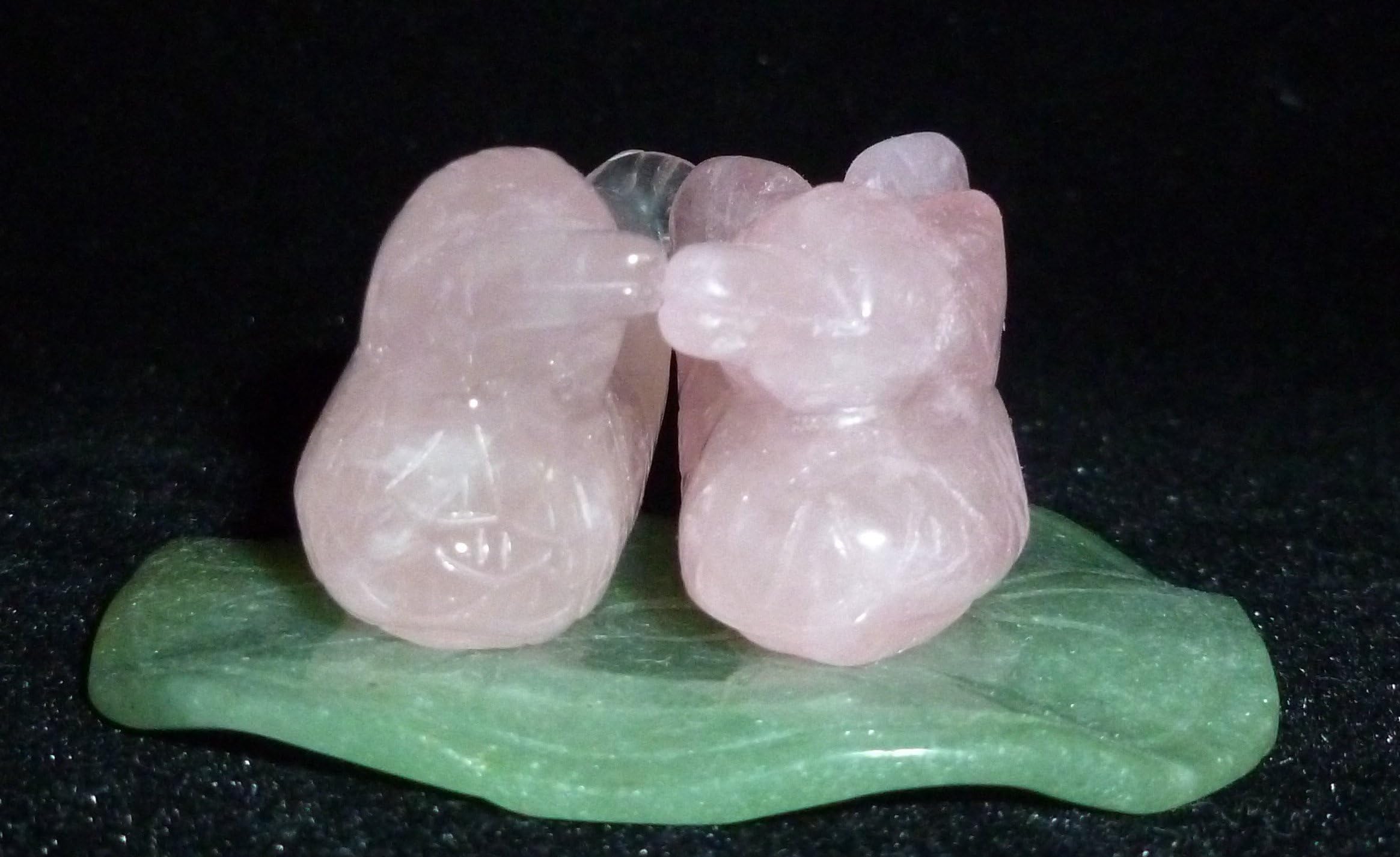 Mandarin Duck Love Birds Rose Quartz Gemstone Figurine