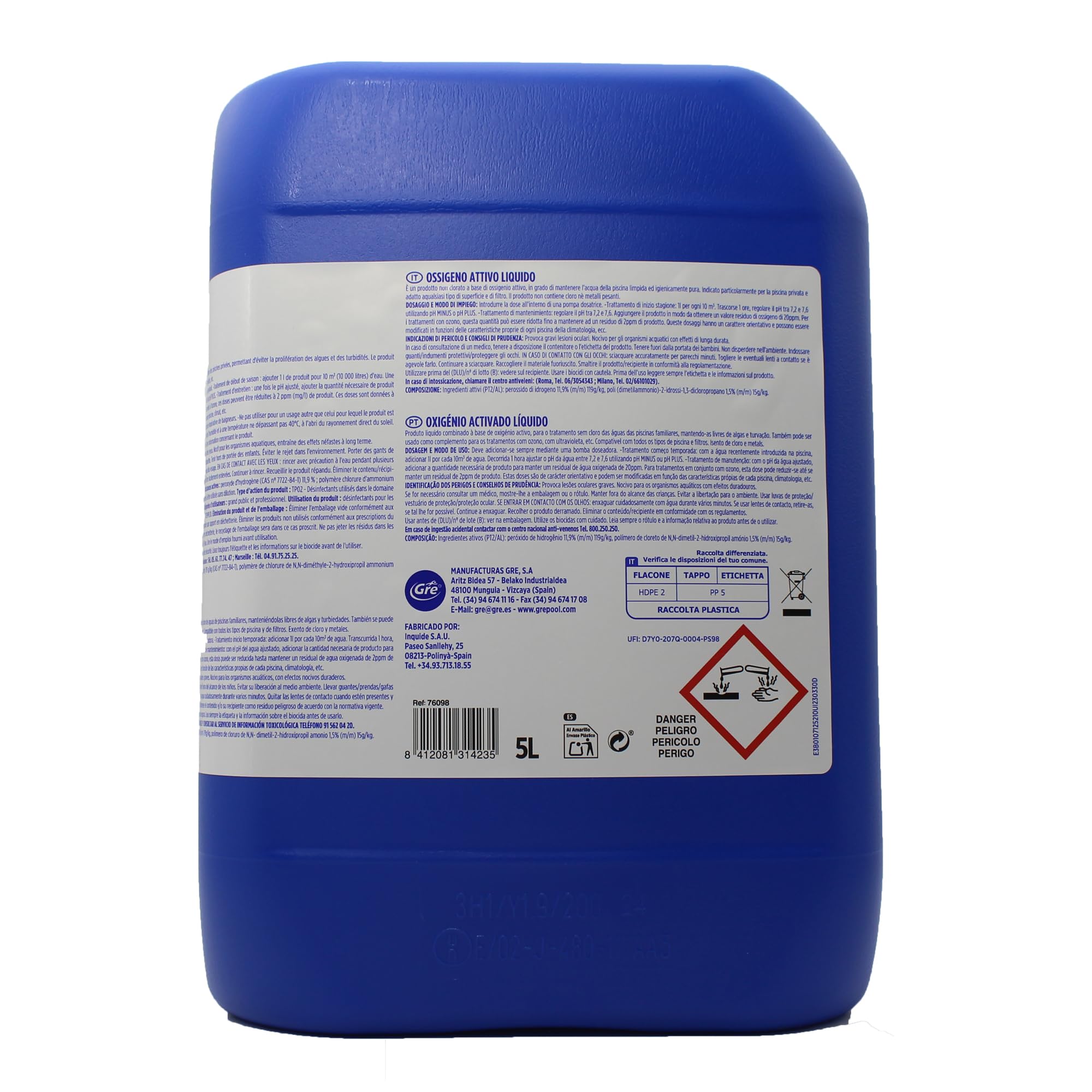 76098 OxyChoc, Oxygène Actif Liquide, sans Chlore - 5L