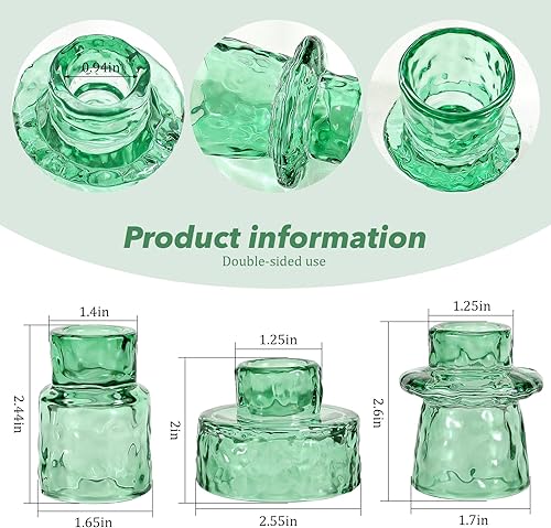 Miniatura 3 de Juego de 3 portavelas de vidrio de doble cara, portavelas cónicos reversibles vintage y candelita para centros de mesa de boda, cena, otoño,