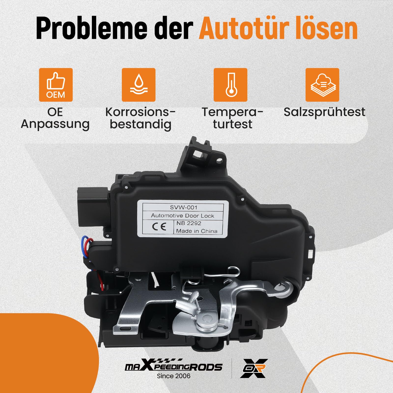 maXpeedingrods Türschloss Vorne Links Fahrerseite für VW Bora Golf IV 1J1 Polo 9N Passat 3B2 für SKODA Fabia 6Y Octavia I 1U2 für SEAT Cordoba 6L Arosa 6H Leon 1M1 mit OE 3B1837015A 6X1837013H